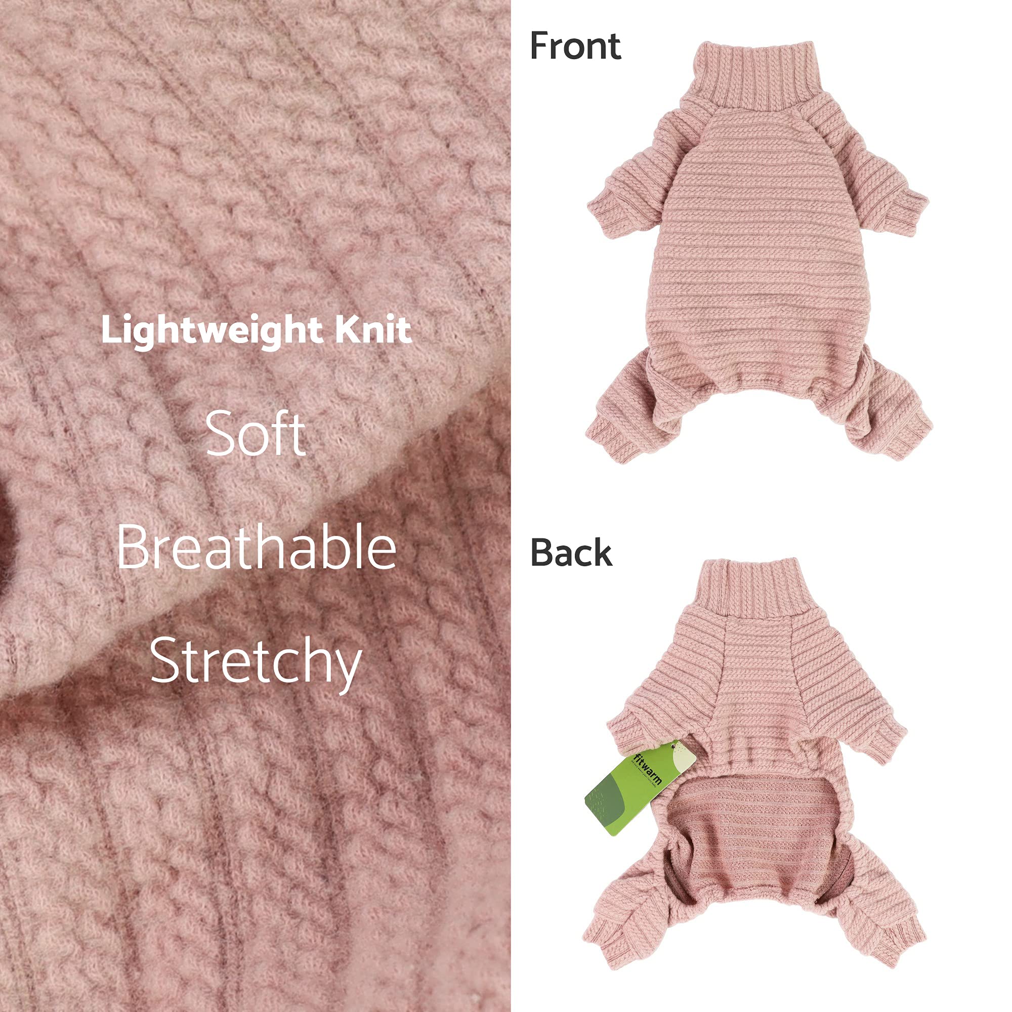 Fitwarm Turtleneck Knitted Dog Sweater Puppy Pajamas Thermal Doggie Winter Clothes Knitwear Pet Coats Cat Apparel Pink Medium