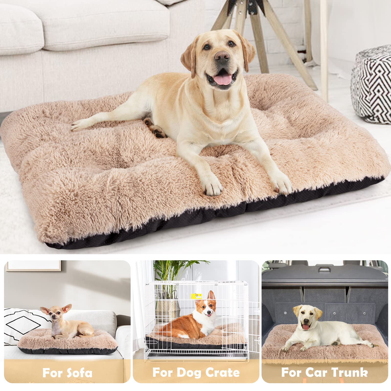 JOEJOY Large Dog Bed Crate Pad – Plush Washable 40 x 27