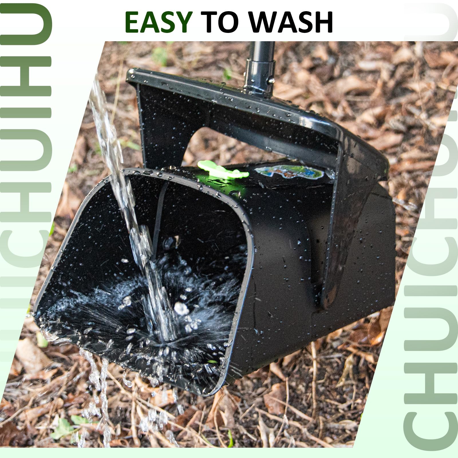 CHUICHUIHU Dog Pooper Scooper, Long Handle Adjustable Metal Swivel Bin & Rake & Spade Kit with 20 Waste Bags, Portable Heavy Duty Dog Poop Scooper for Gravel Lawn, Suit for Small Medium Large Dog