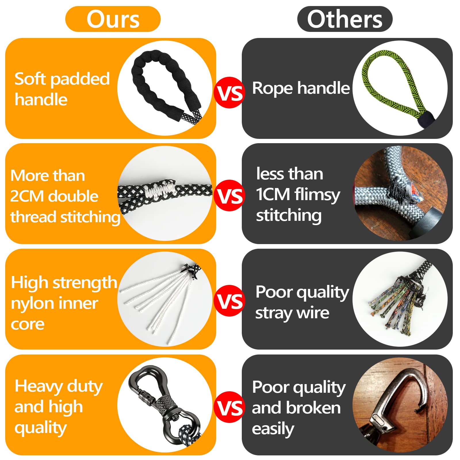 NTR 15FT Training Leash for Dogs, Nylon Rope Dog with Swivel Lockable Hook and Comfortable Padded Handle, Cat Puppy Lead Small Medium Large Dogs Training, Playing, Camping, or Backyard