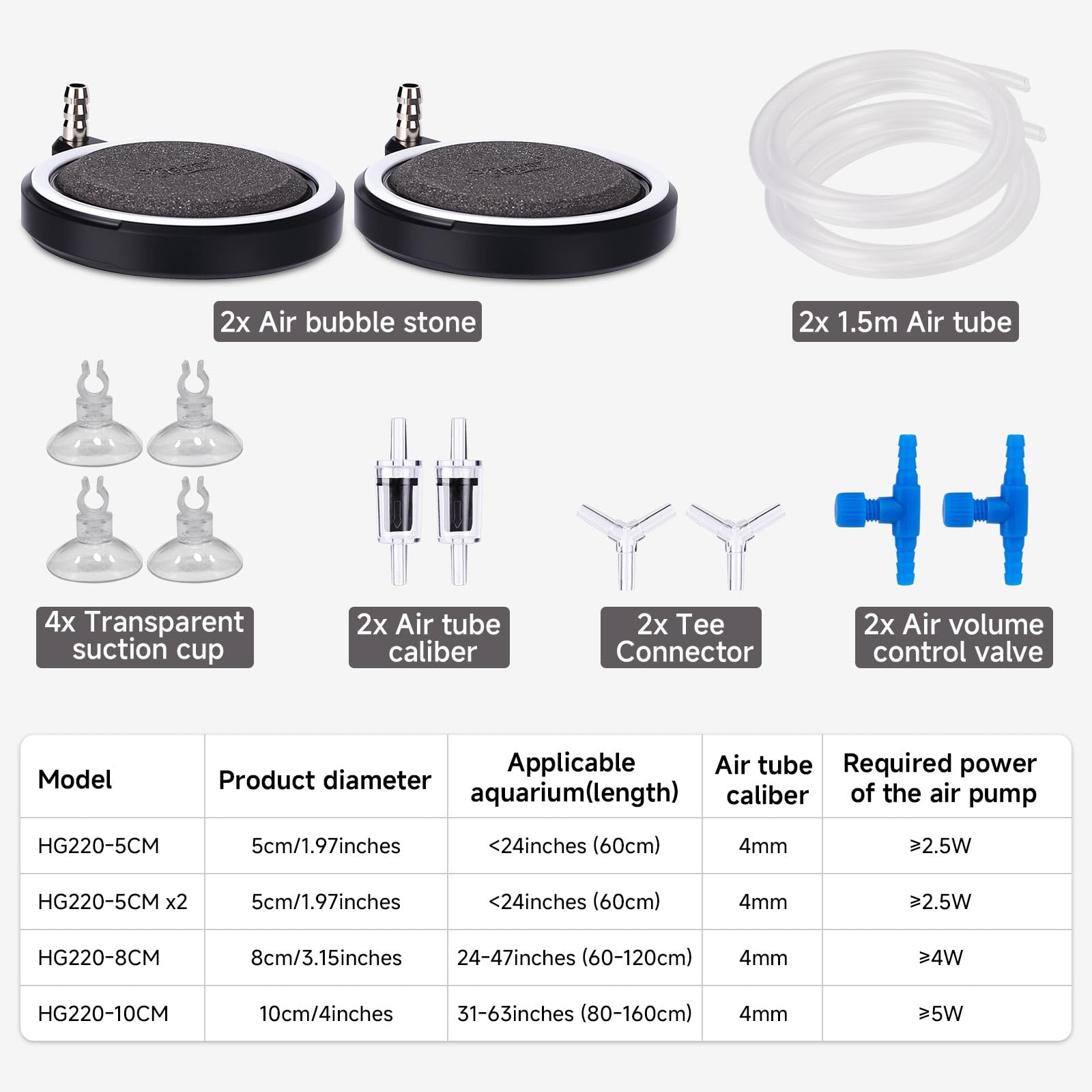 hygger air stone included accessories like tubing and valves for easy setup