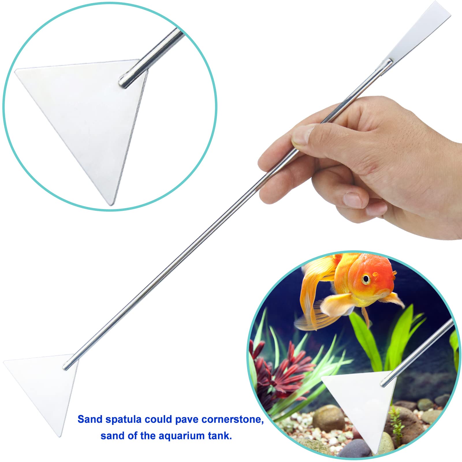 Aquarium Aquascape Tools Kit, Long 15 Inch Stainless Steel Aquatic Plants Tools, 4 in 1 Anti-Rust Aquascaping Tweezers Scissors Spatula Scrapers Tool Set for Fish Tank Cleaning Plant Trimming Shears