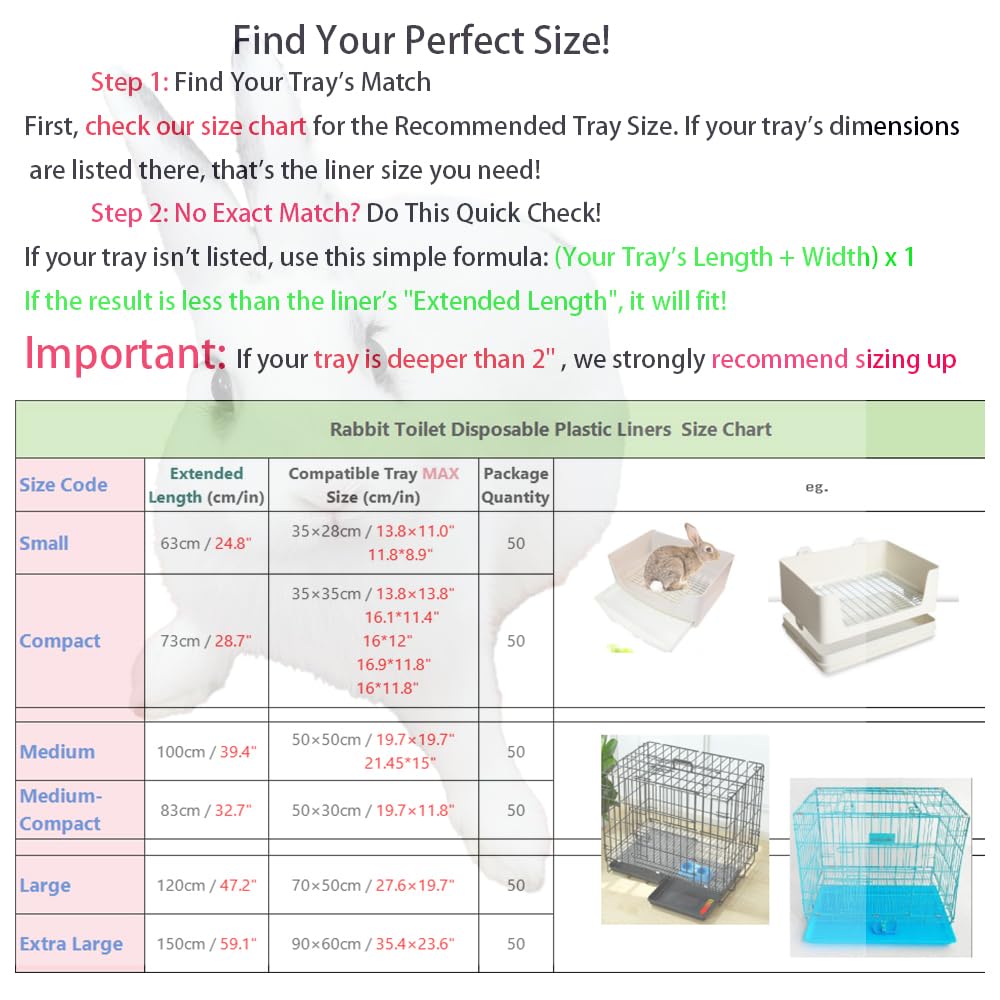 50 Pcs Disposable Rabbit Cage Liner Plastic Toilet Film Leak-Proof for Small Animals Bunny Guinea Pig Bird Cage Liners Litter Box Crate Tray Drawer Quick Cleanup Essentials Indoor (Medium)
