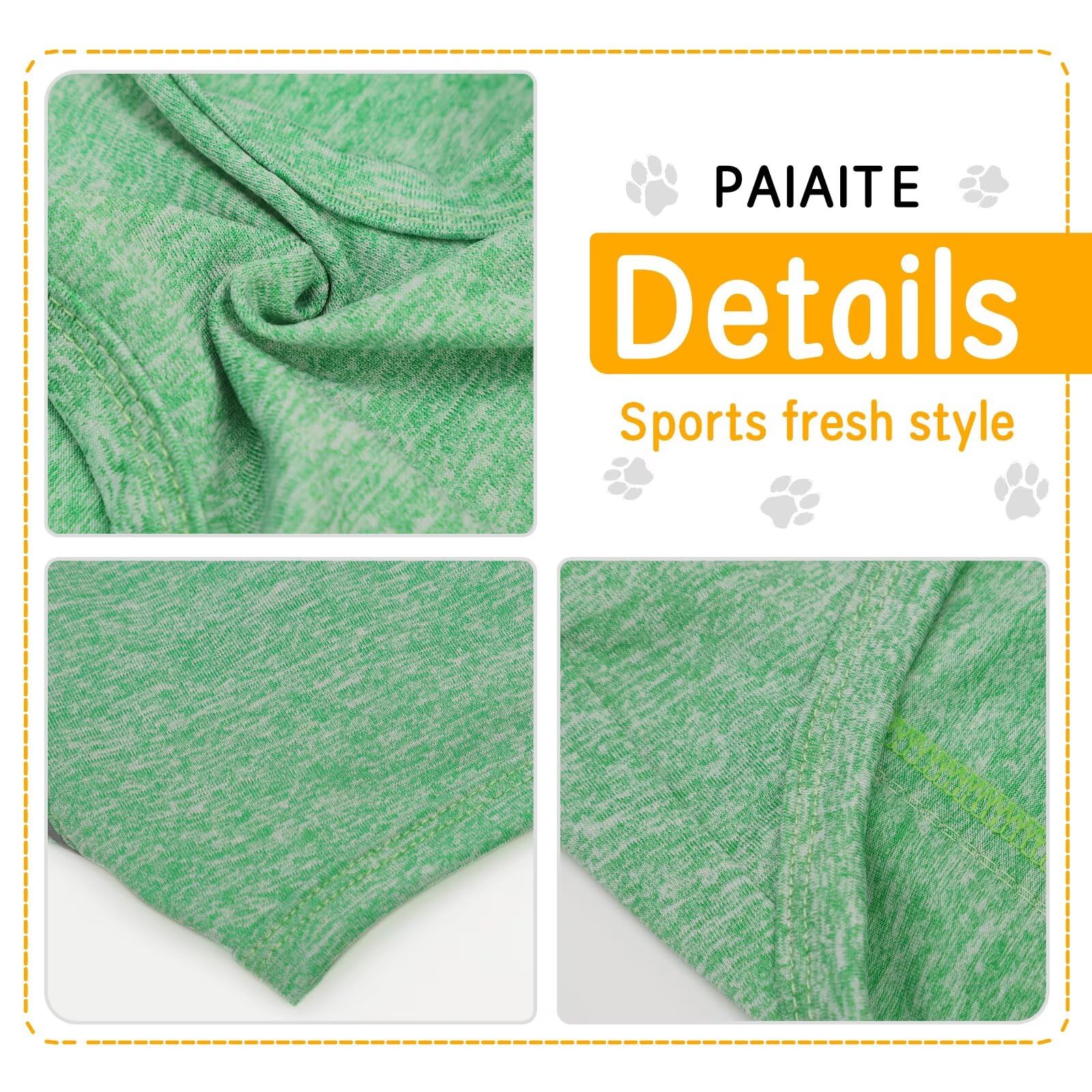 Paiaite Reflective Dog Shirt & Tank Top — Breathable, Quick-Dry, Sun-Protected Outdoor Wear (Green 3XL)
