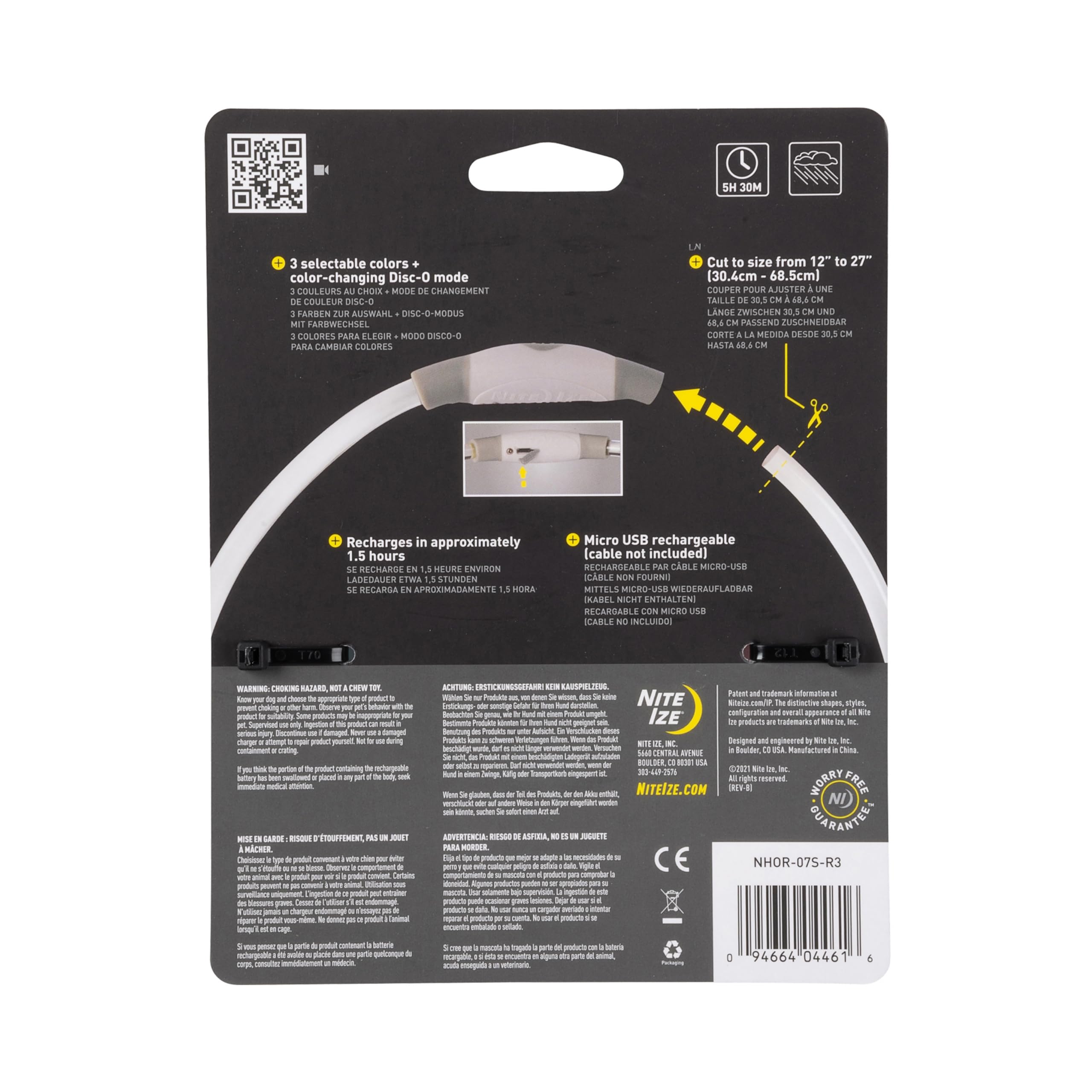 Nite Ize NiteHowl Rechargeable LED Safety Necklace - Disc-O Select - High-Visibility Collar for Nighttime - 360-Degree Illumination & Customizable Fit - Color Changing - Weather Resistant - Regular