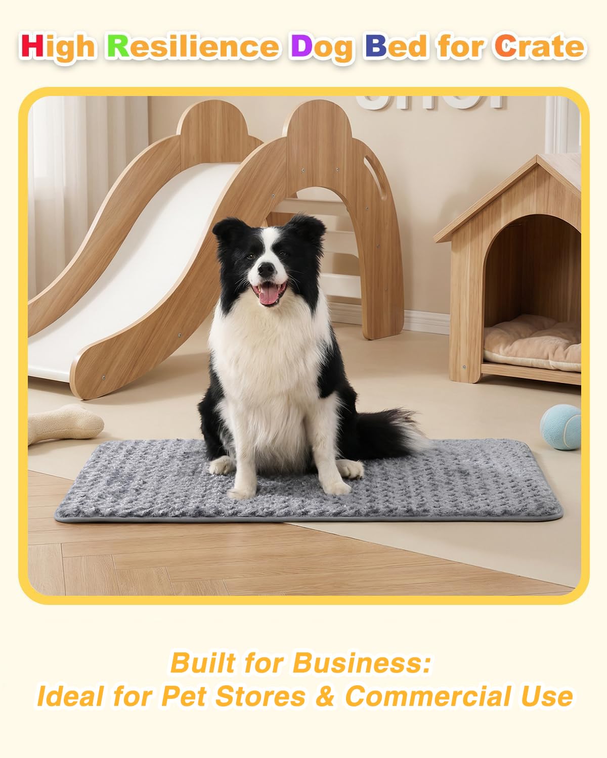 Wayimpres Dog Bed for Crate - High-Resilience Foam, 35 x 22 in, Anti-Slip, Dark Gray