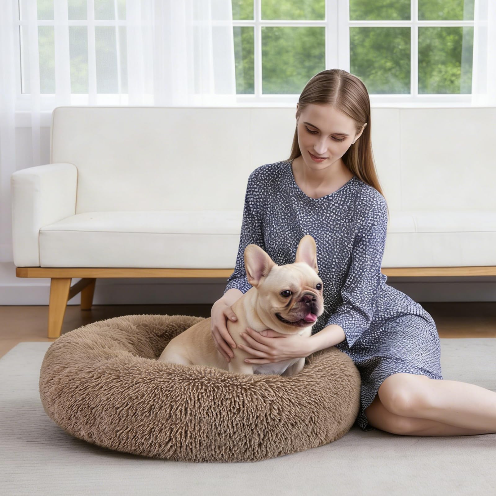 MIXJOY Orthopedic Donut Bed - Ultra-Soft Round Pet Bed, Washable, 20/23/30 in, Brown