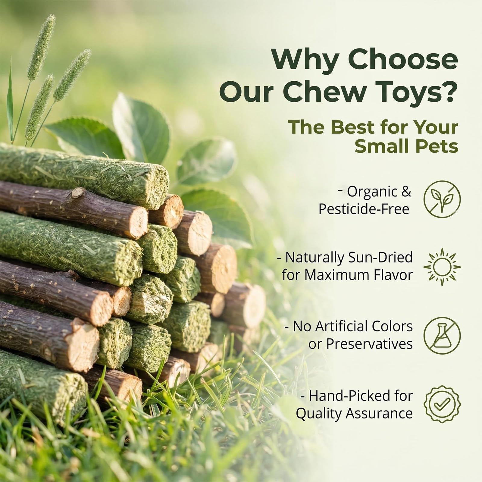 Sukh 300g Rabbit Toys – Natural Timothy Hay Sticks, Apple & Bamboo Treats for Teeth & Enrichment