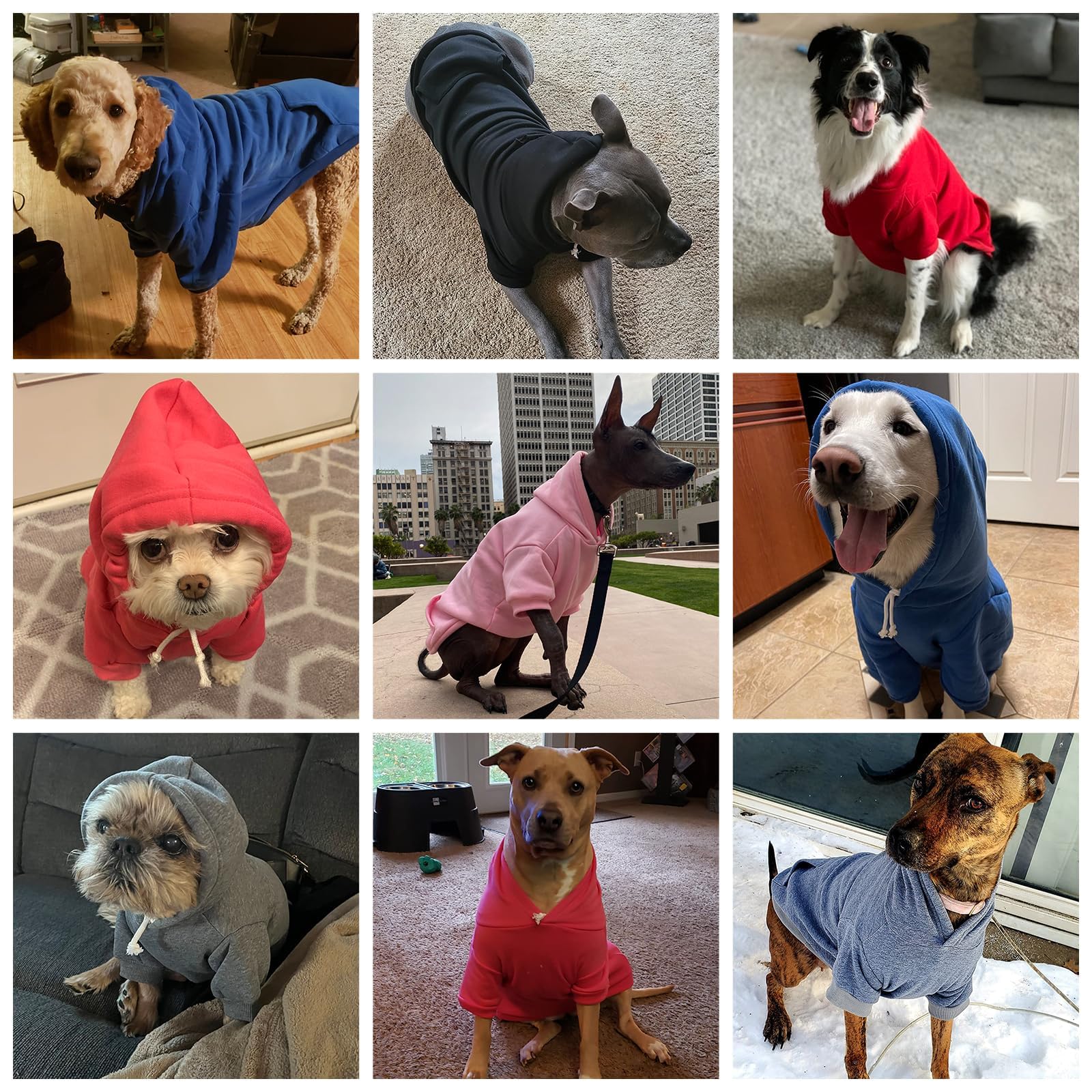 KOOLTAIL Basic Dog Hoodie - Soft and Warm Dog Hoodie Sweater with Leash Hole and Pocket, Pet Winter Coat, Cold Weather Clothes Sweatshirt for Small Medium Large Dogs Puppy Cat Boys Girls, Deep Red L