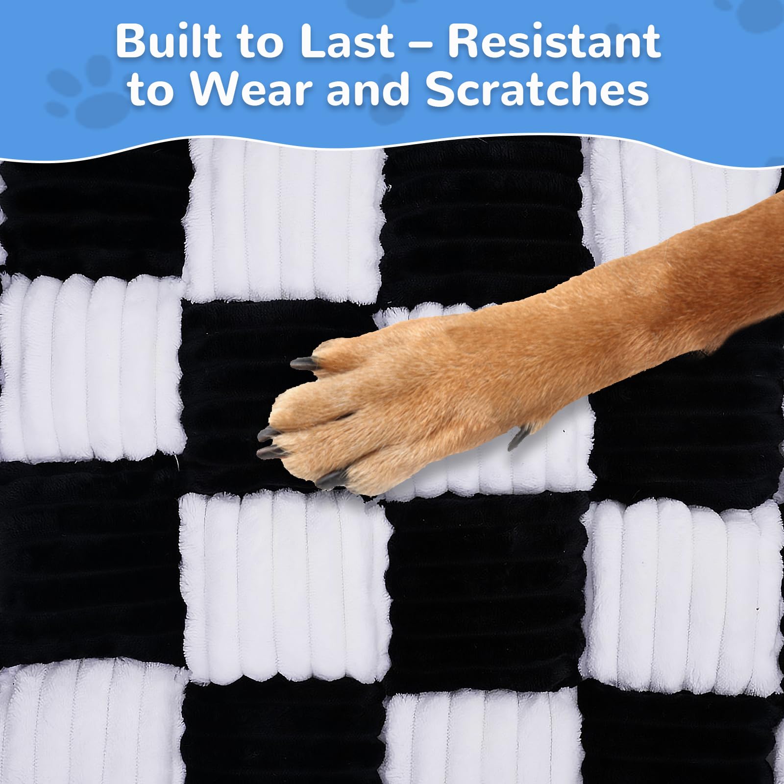 Backseat Pet Bed Mat, Fit for Backseat Extenders,Plaid Dog Bed for Car Back Seat,Non-Slip Travel Pet Pad for Car, SUV, Truck, Couch Cover, Washable Backseat Cushion(Black and White,24.8" x 54")