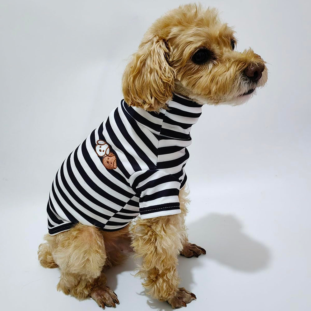IMDOUBLEDOU turtleneck dog shirt close-up fabric - breathable cotton.
