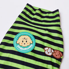 IMDOUBLEDOU Turtleneck Dog Shirt green striped side view for everyday wear.