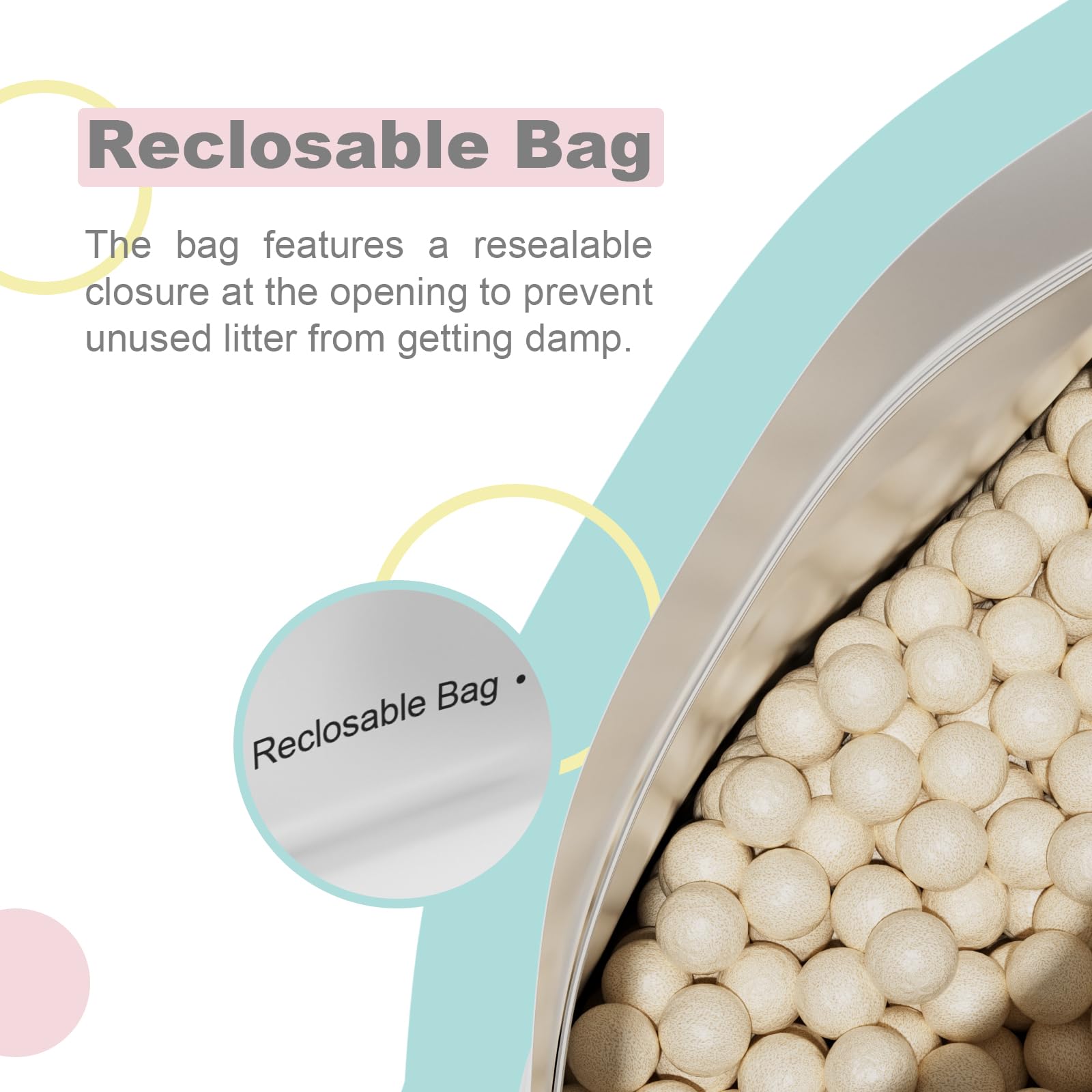 IMMHABI resealable packaging keeps litter dry and fresh.