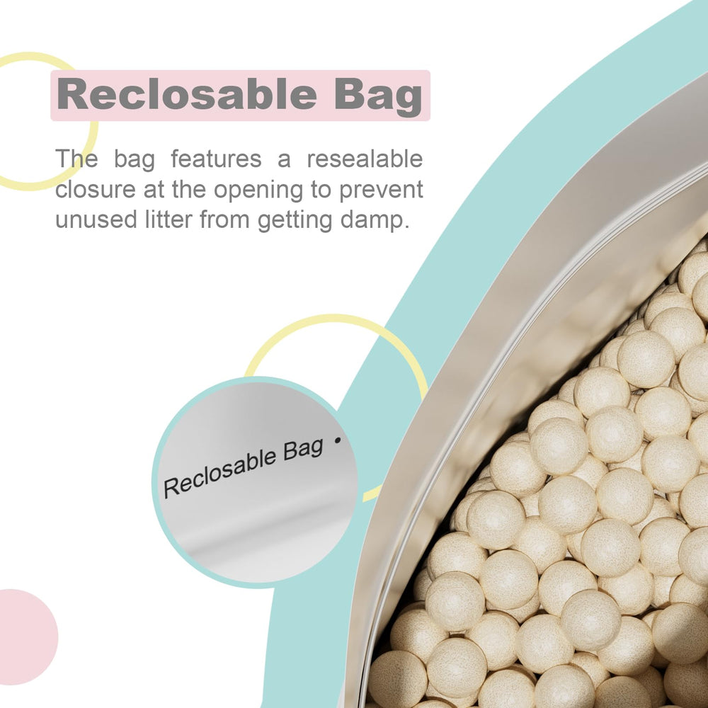 IMMHABI resealable packaging keeps litter dry and fresh.