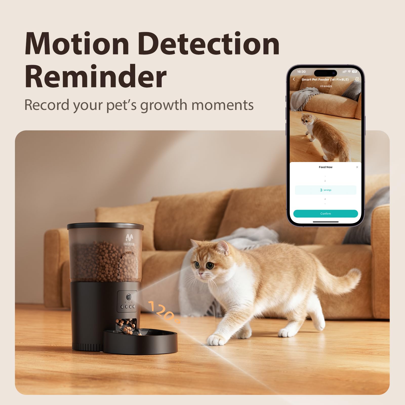 IMIPAW 1080P camera captures feeding moments with AI recognition for reliable monitoring.
