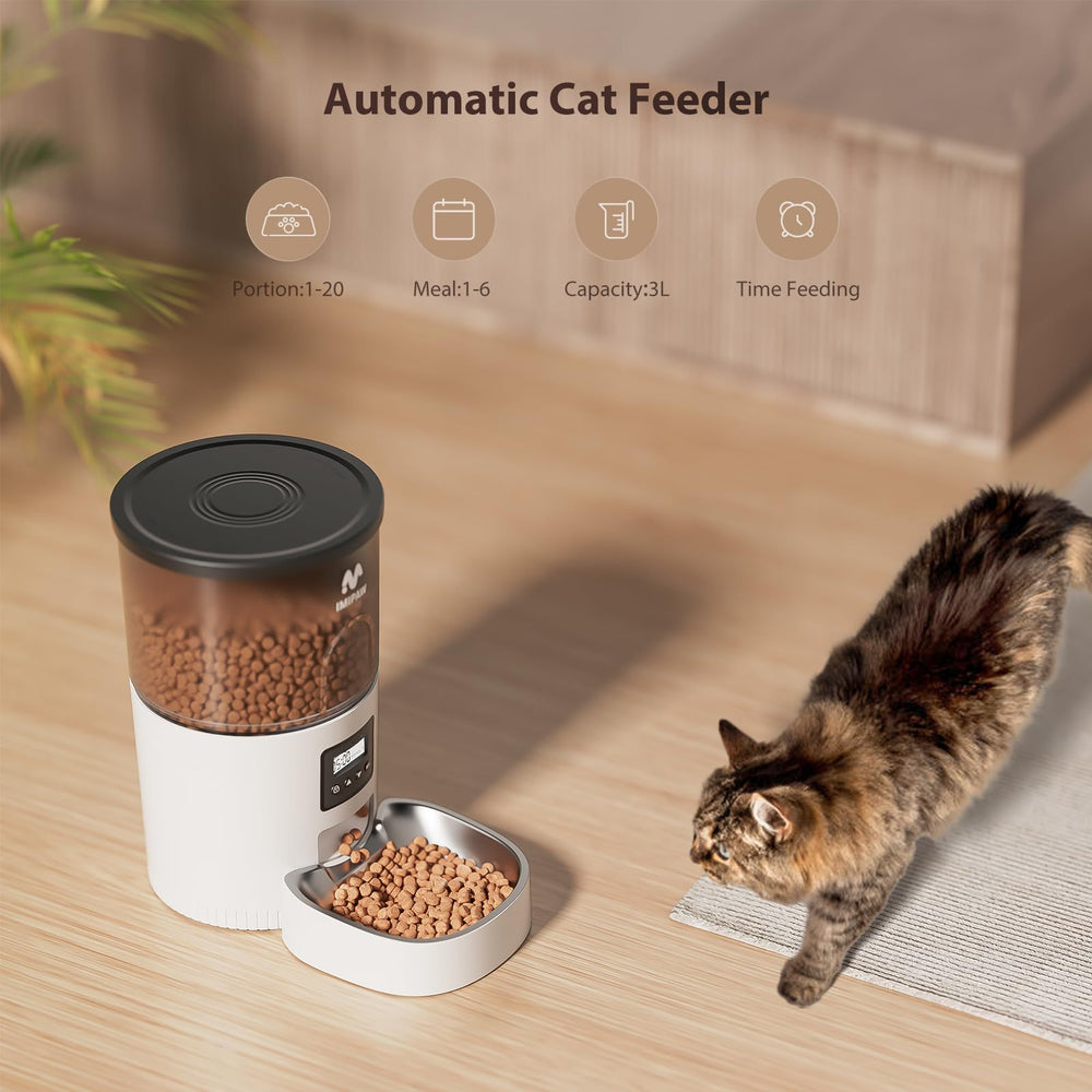 IMIPAW automatic cat feeder anti-clog design ensures smooth portion release