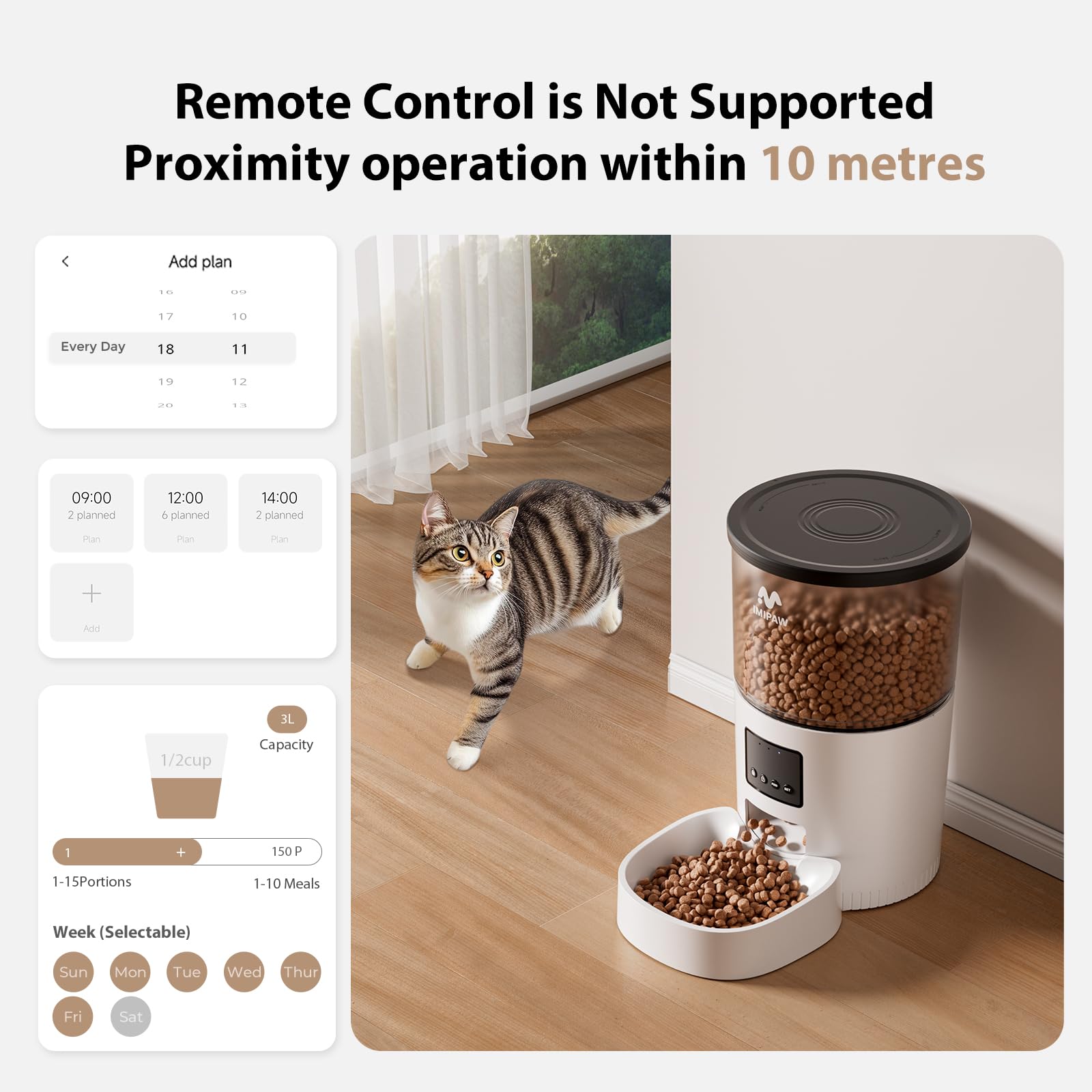 IMIPAW portion dial on the automatic cat feeder for adjustable meals