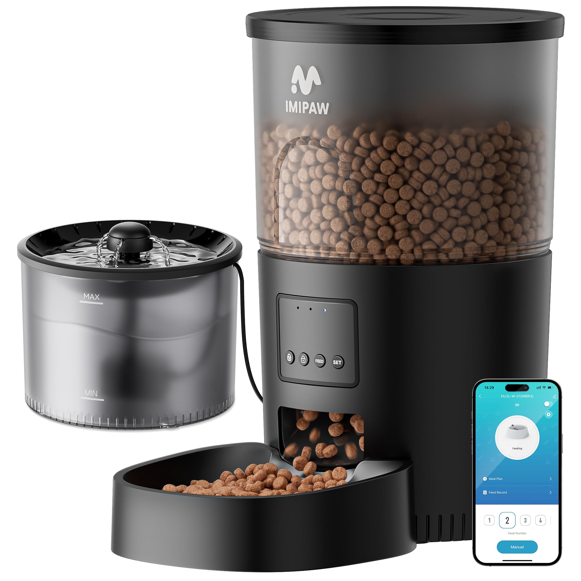 IMIPAW automatic feeder front view shows reliable portion control for meals