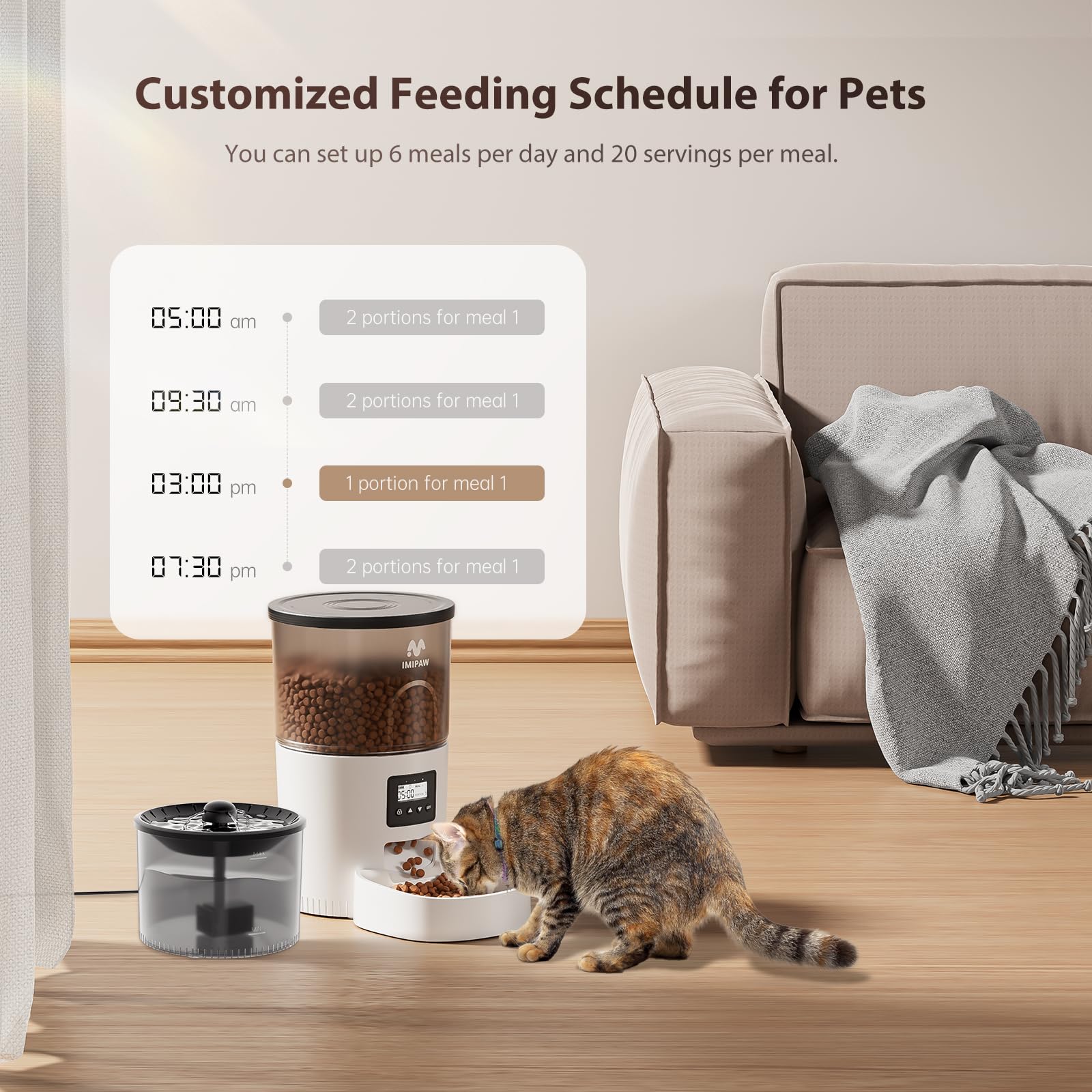 IMIPAW cat water fountain with triple filtration for clean drinking water