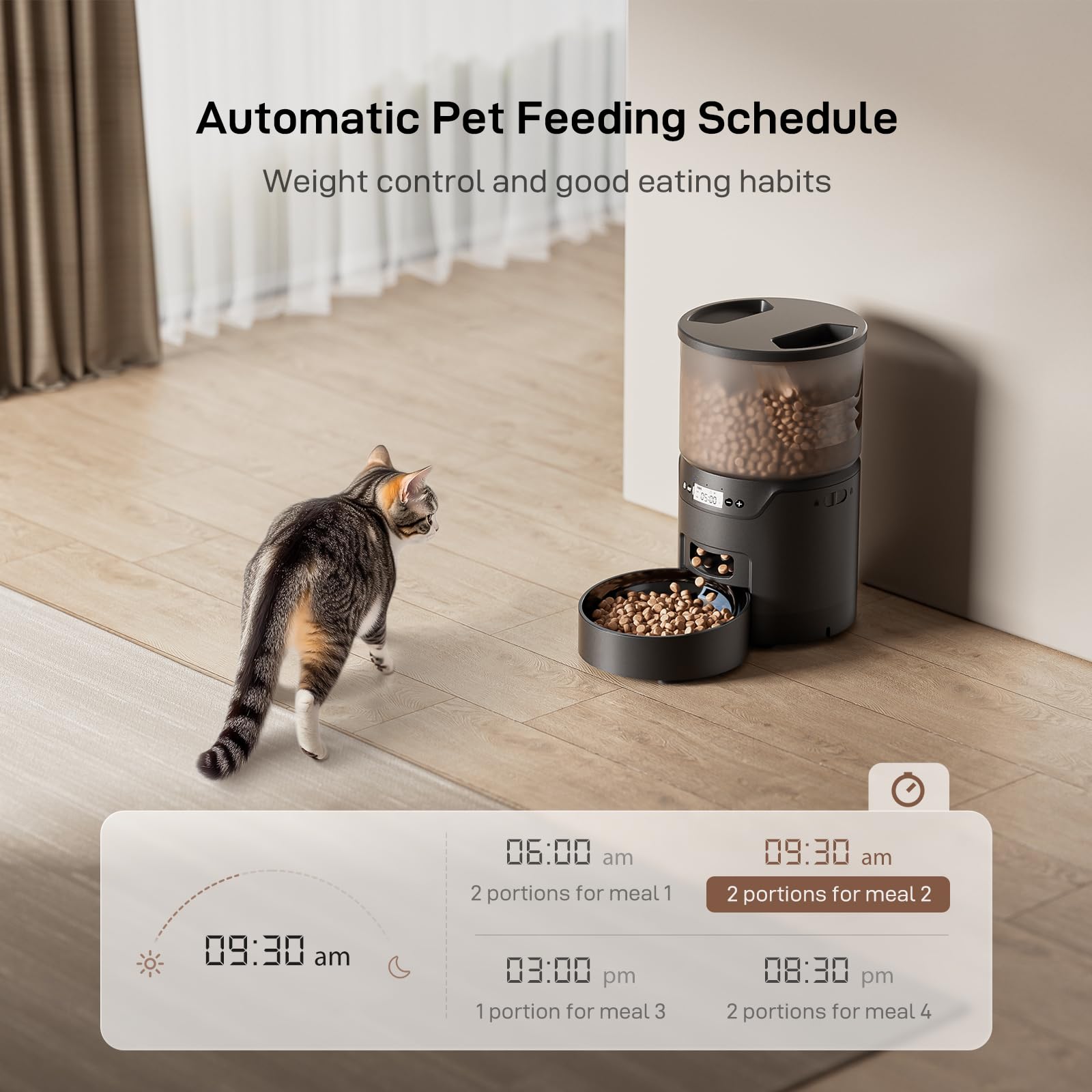 IMIPAW PET feeder top view showing programmable timer and hopper for easy scheduling