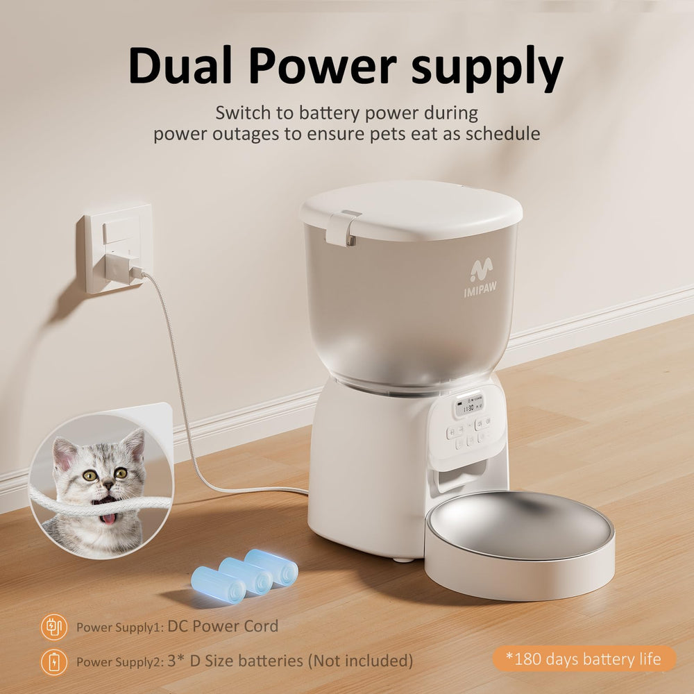 IMIPAW PET feeder with desiccant bag keeps dry food fresh between meals.