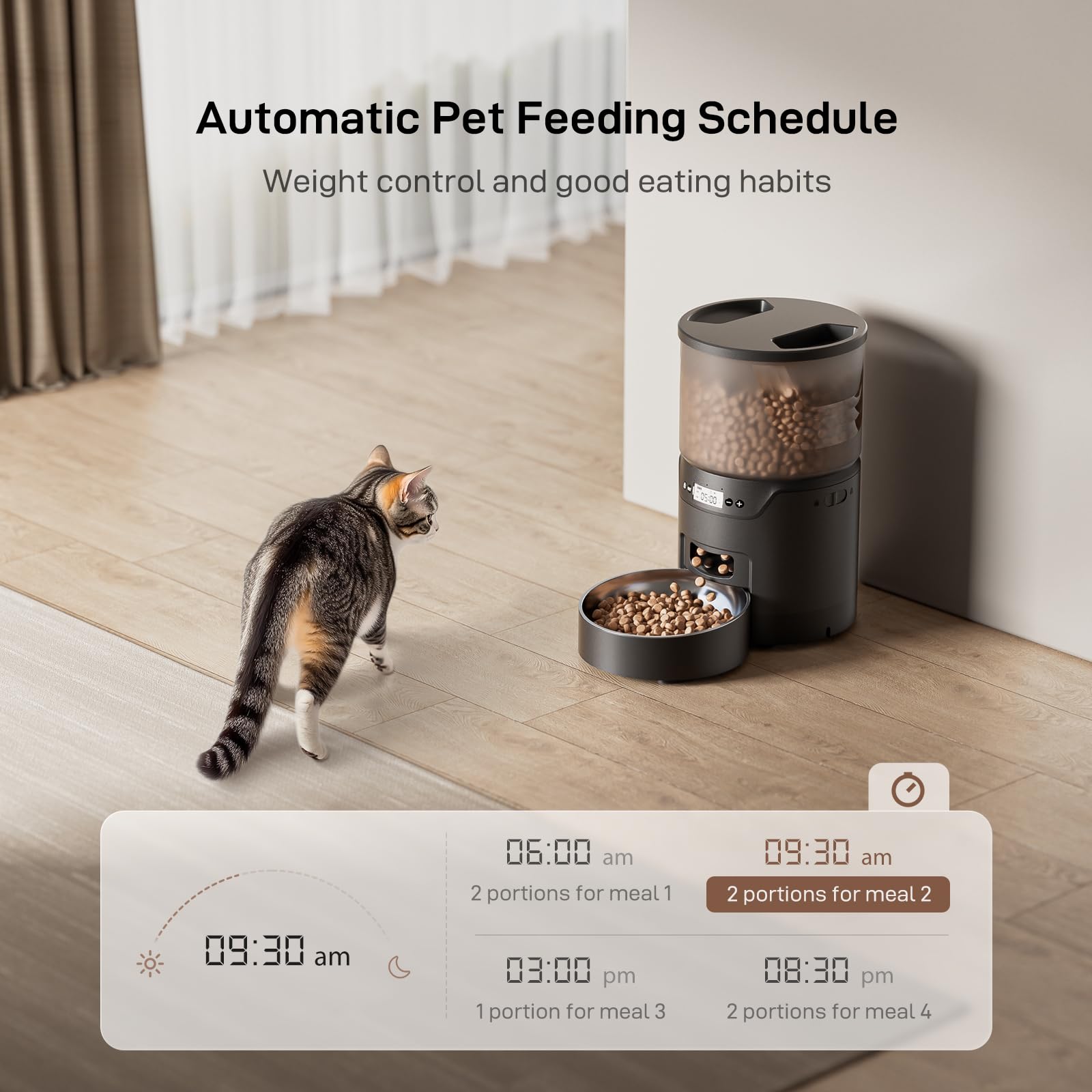 IMIPAW PET automatic cat feeder digital panel for easy portion programming
