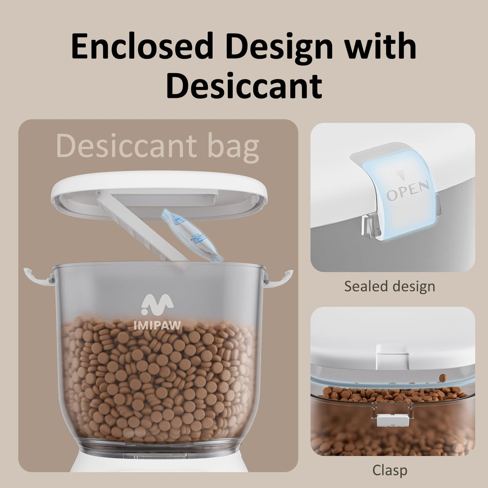 IMIPAW PET Automatic Cat Feeder WiFi anti-jamming mechanism prevents clogs