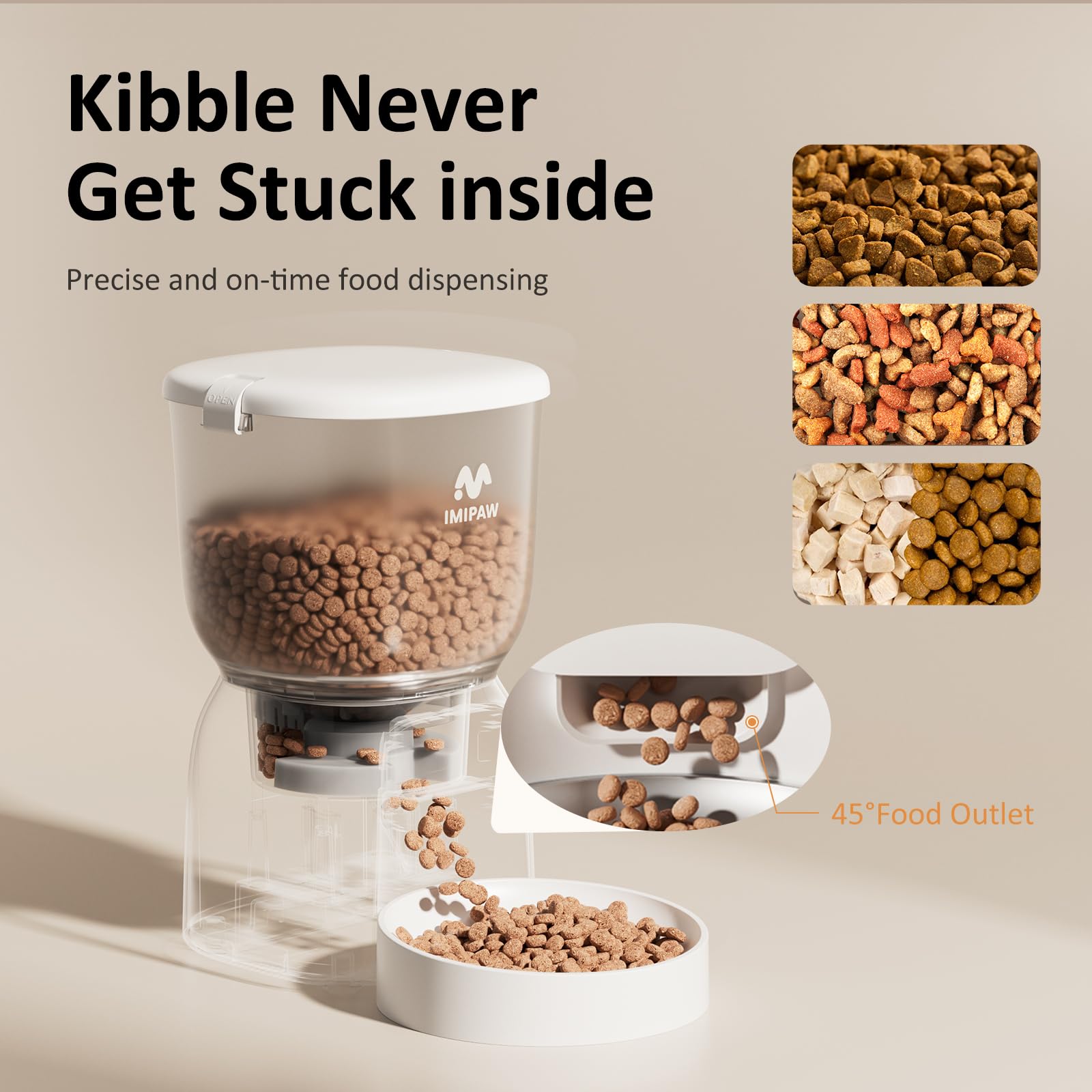 IMIPAW PET Automatic Cat Feeder WiFi battery backup supports feeding during outages
