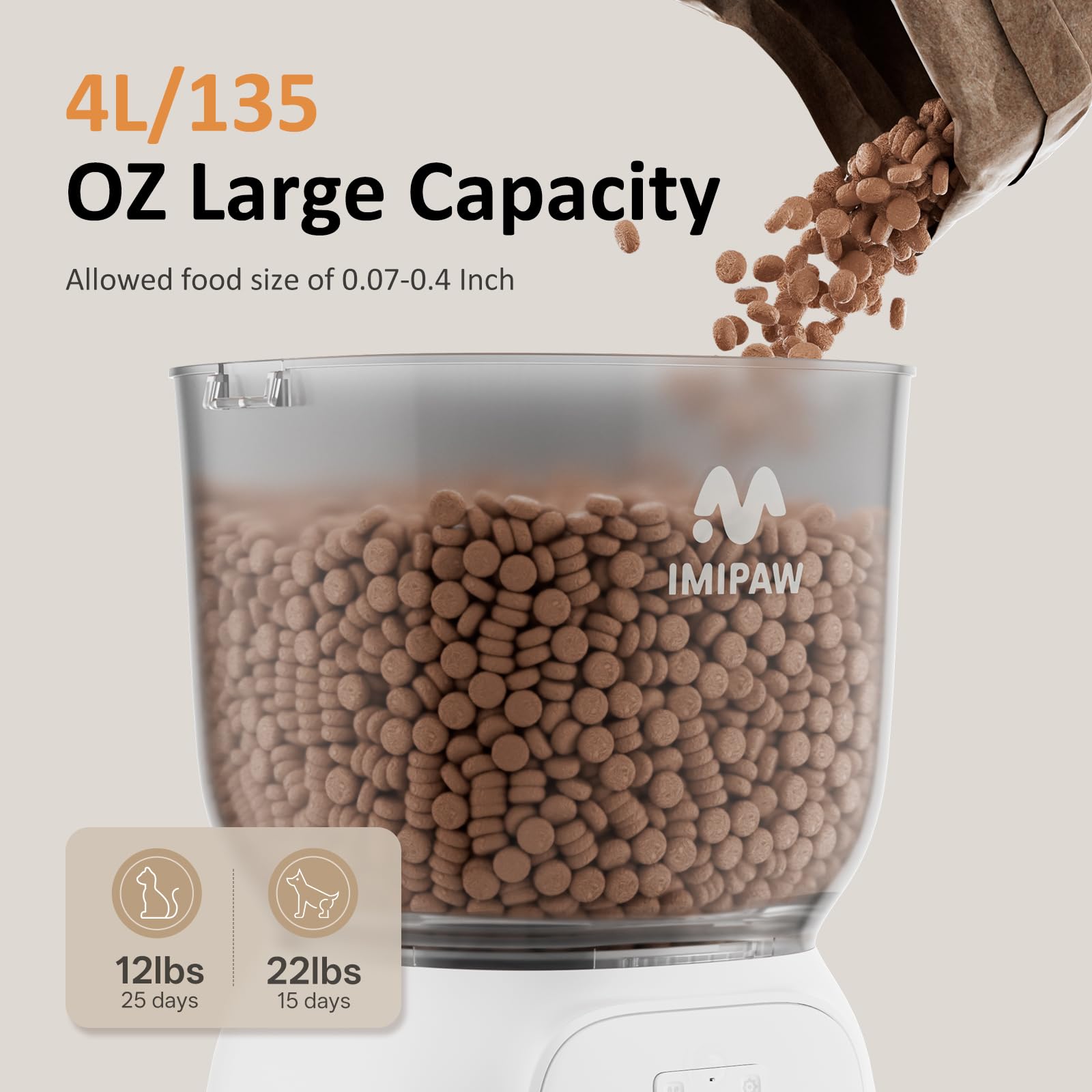 IMIPAW PET Automatic Cat Feeder WiFi easy-clean bowl and dishwasher-safe parts