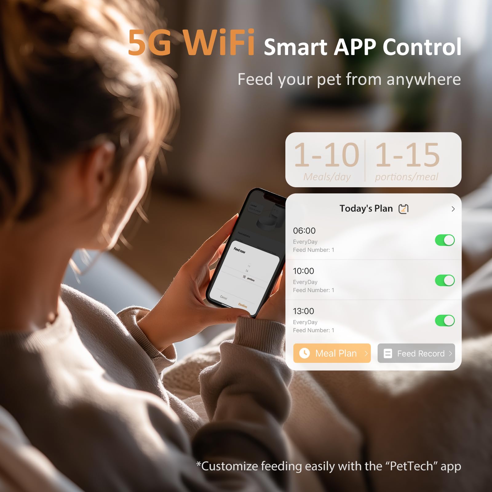 IMIPAW PET Automatic Cat Feeder WiFi portion-control for precise daily meals