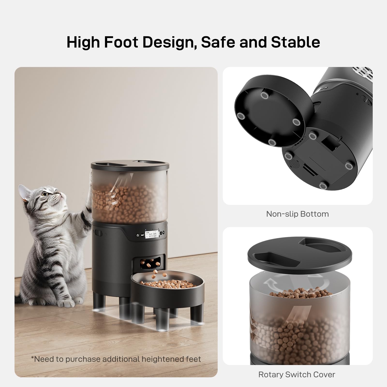 IMIPAW PET feeder height-adjustment image showing customizable feeding height