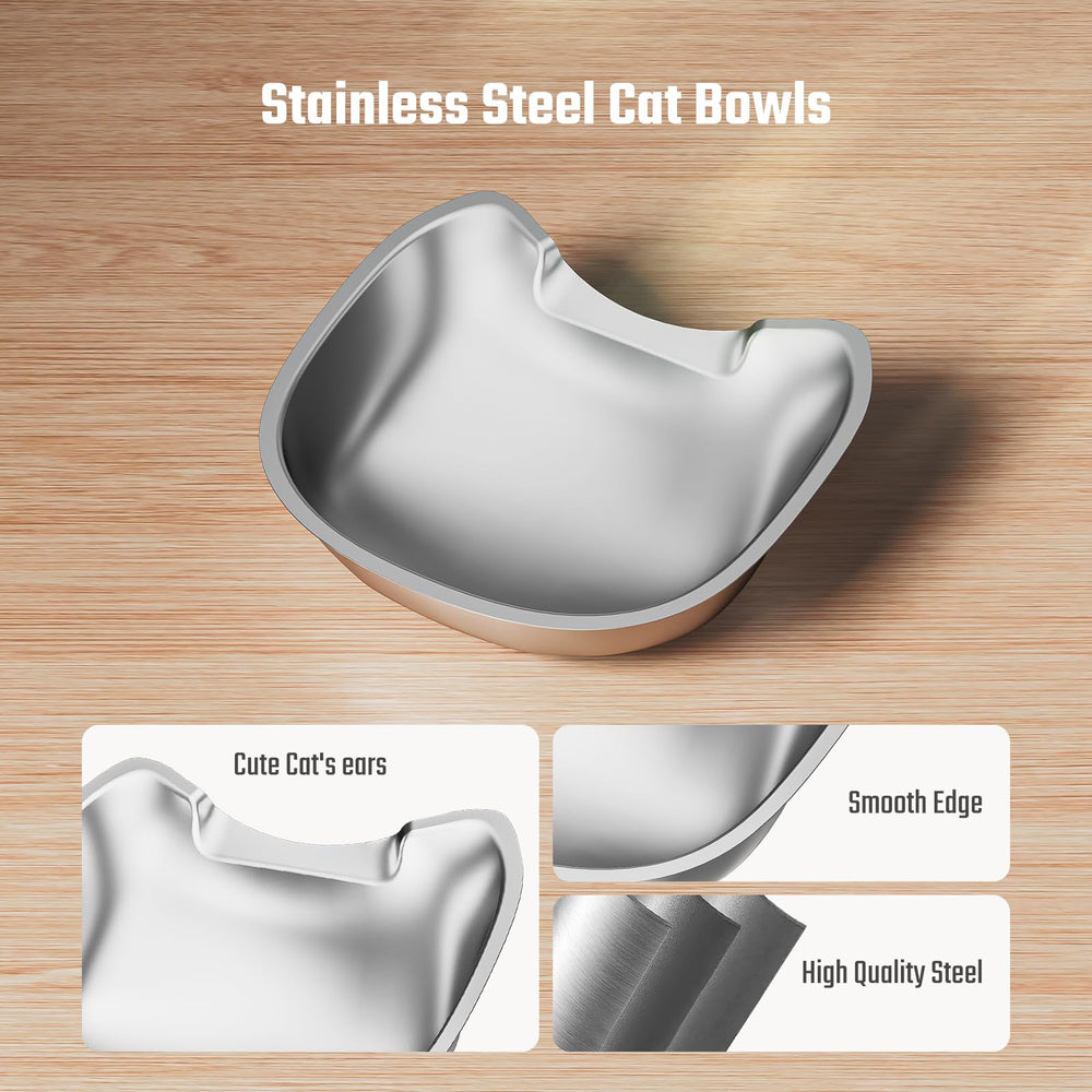 IMIPAW stainless steel cat bowl dimensions image shows precise top diameter for feeder compatibility
