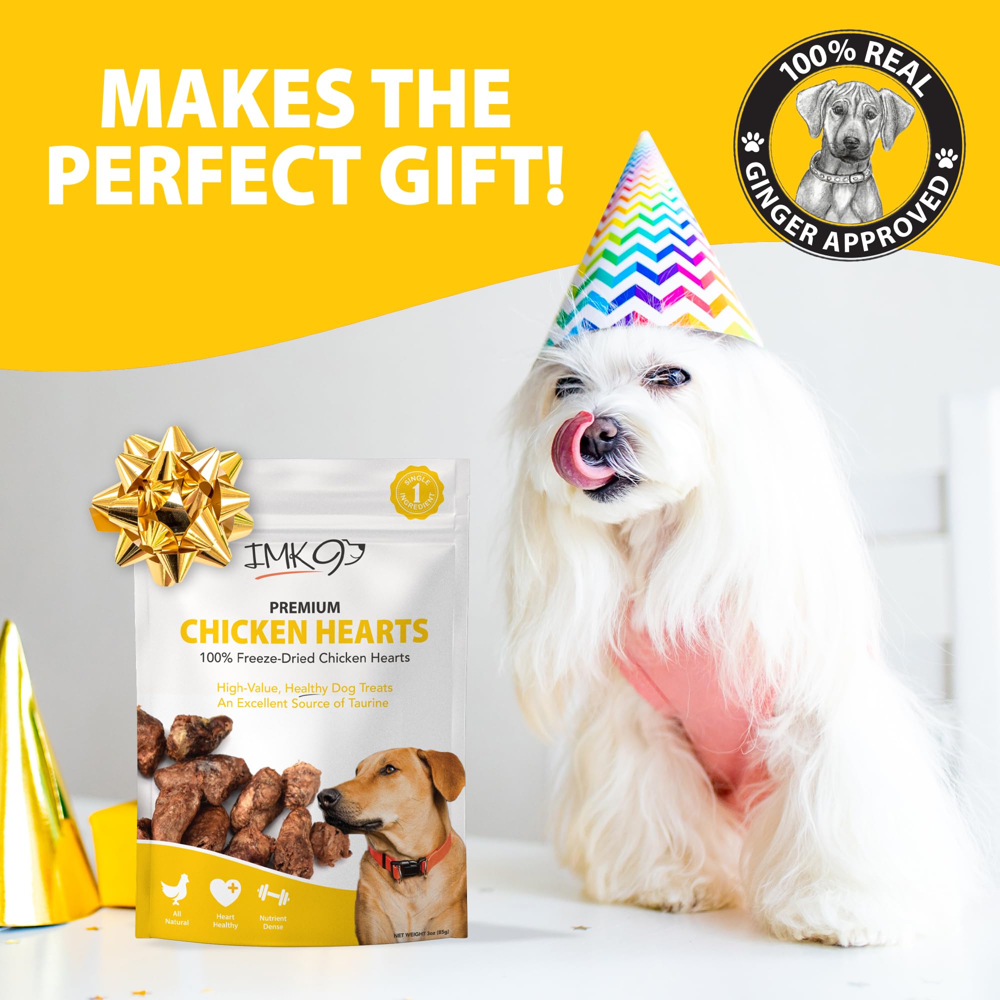 IMK9 taurine-rich dog treat; supports natural nutrient intake.