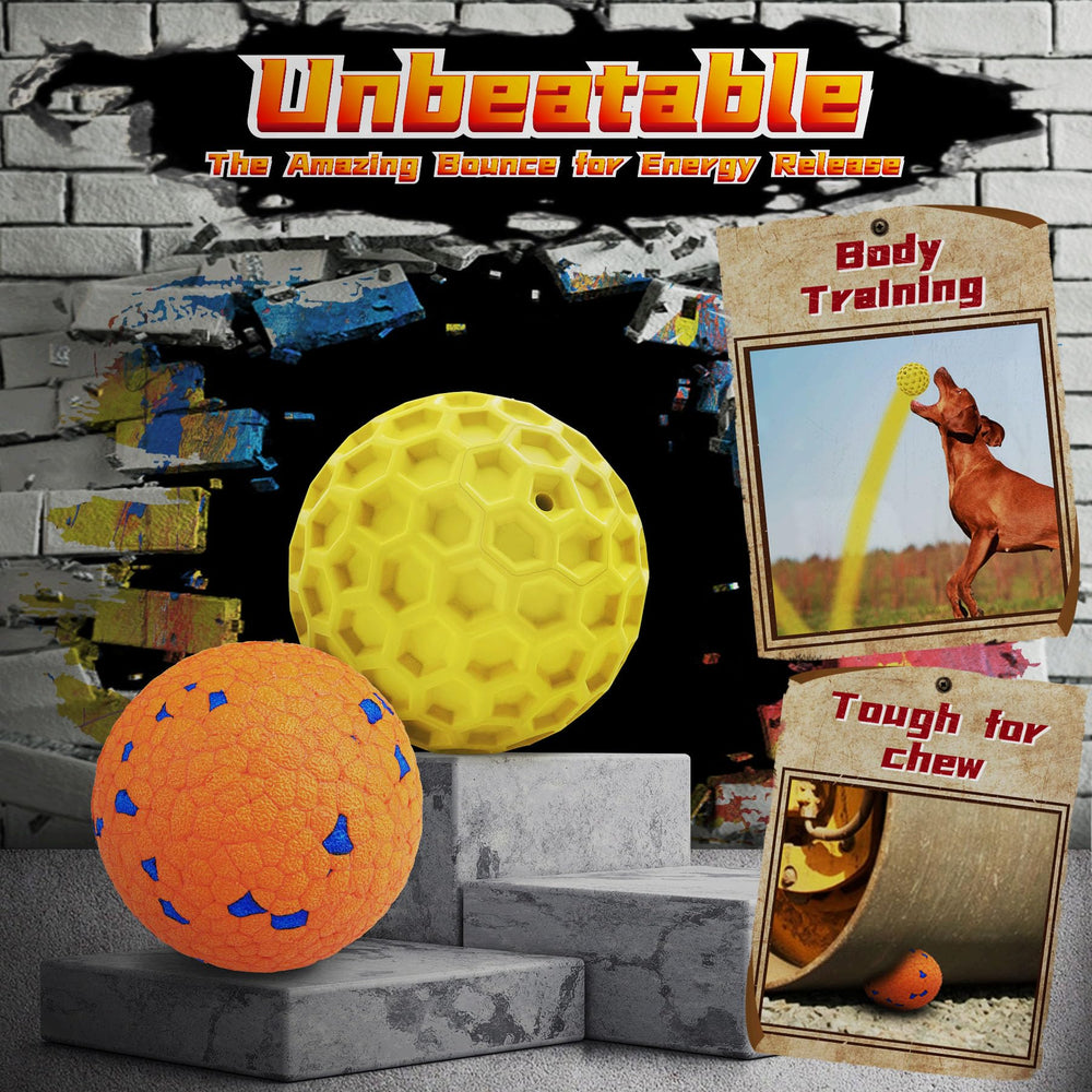 IMMADBUNY bouncy ball with sturdy grip for interactive fetch and tug sessions