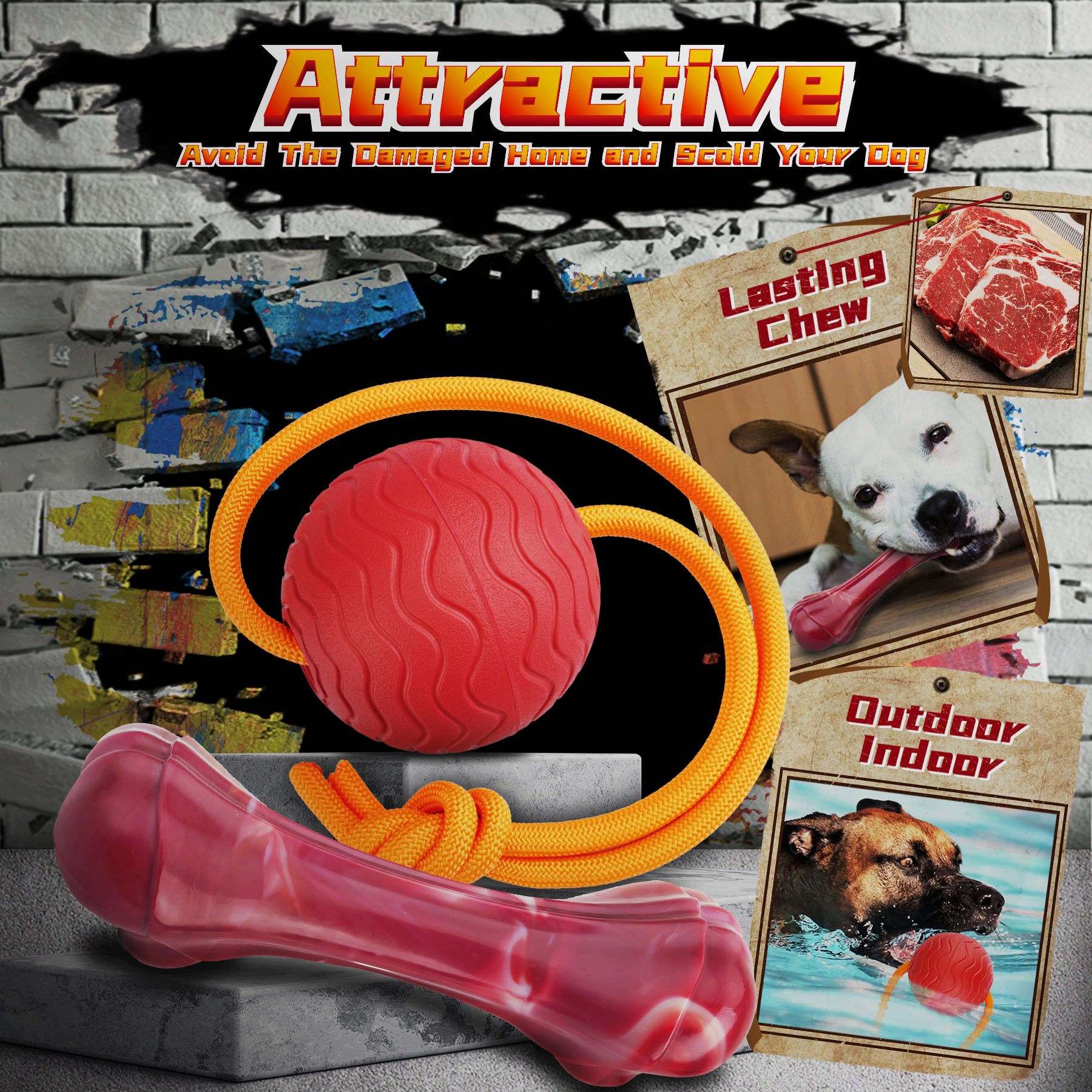 IMMADBUNY tug ball toy promotes tug of war and mental stimulation during play