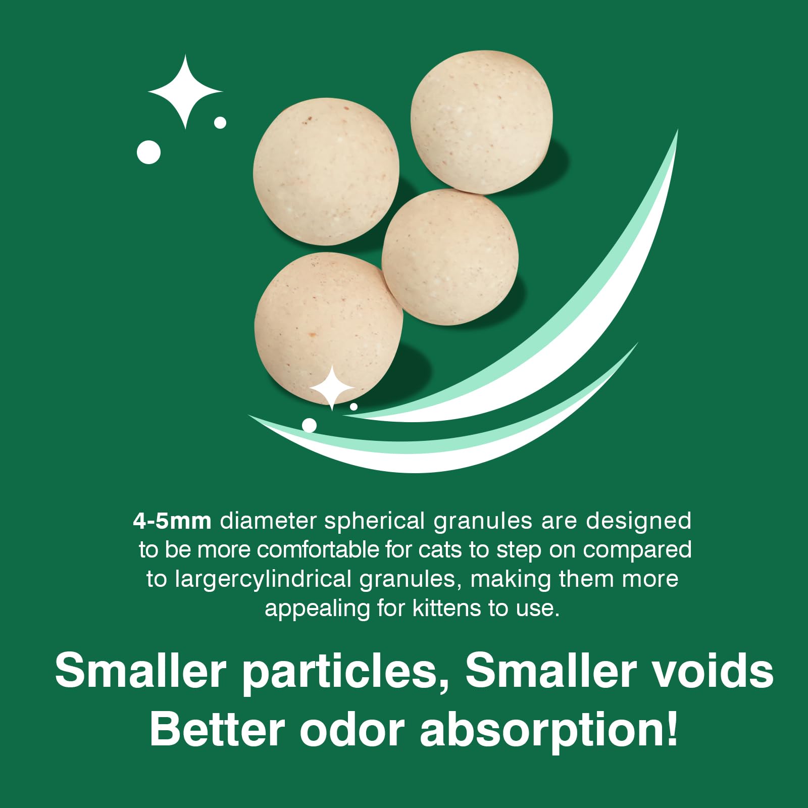 IMMCUTE 4.5mm spherical granules close-up highlighting paw comfort.