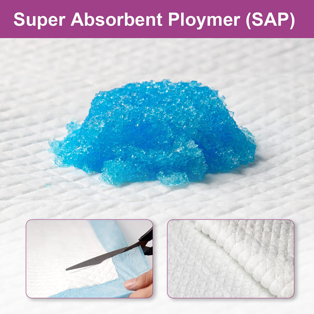 IMMCUTE absorbent polymer layer locks liquid into gel quickly