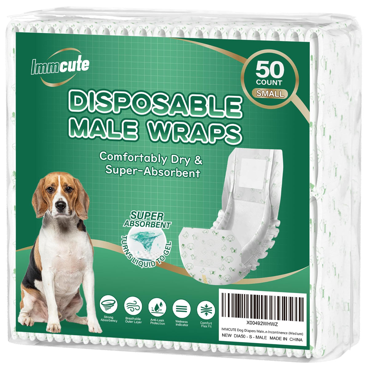 IMMCUTE dog diapers small wrap ultra-thin breathable for comfort during warm days