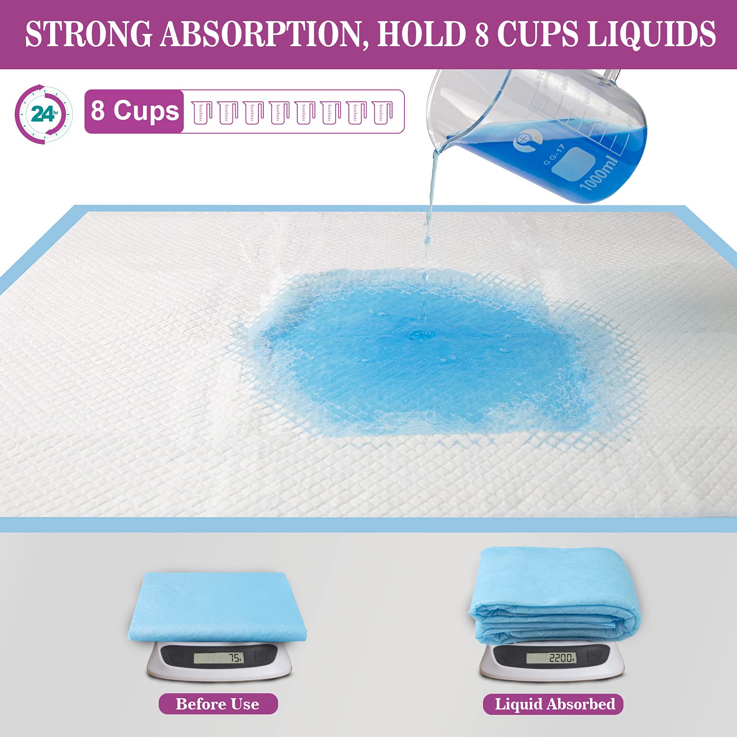 IMMCUTE 6-layer absorbent pad highlights thickness for clean rooms and easier training.