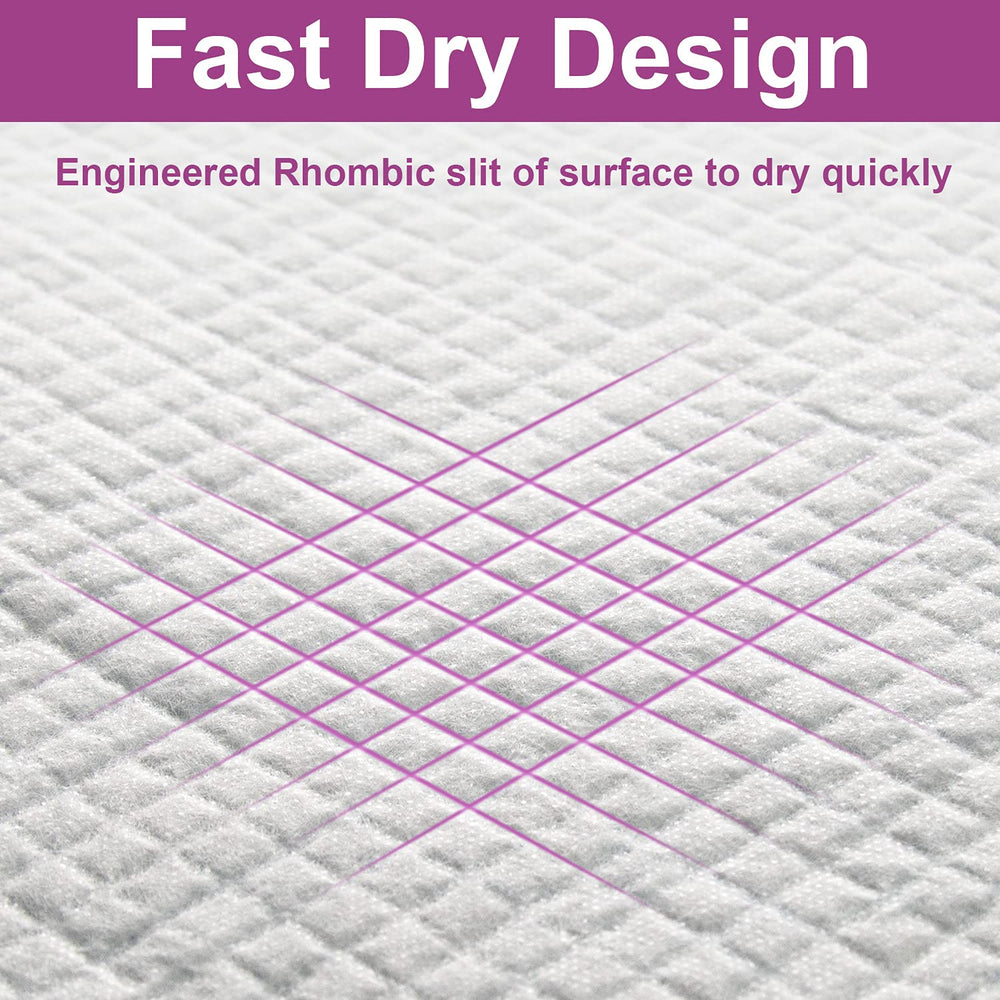 IMMCUTE pad back layer with leak-proof border protects floors from spills.