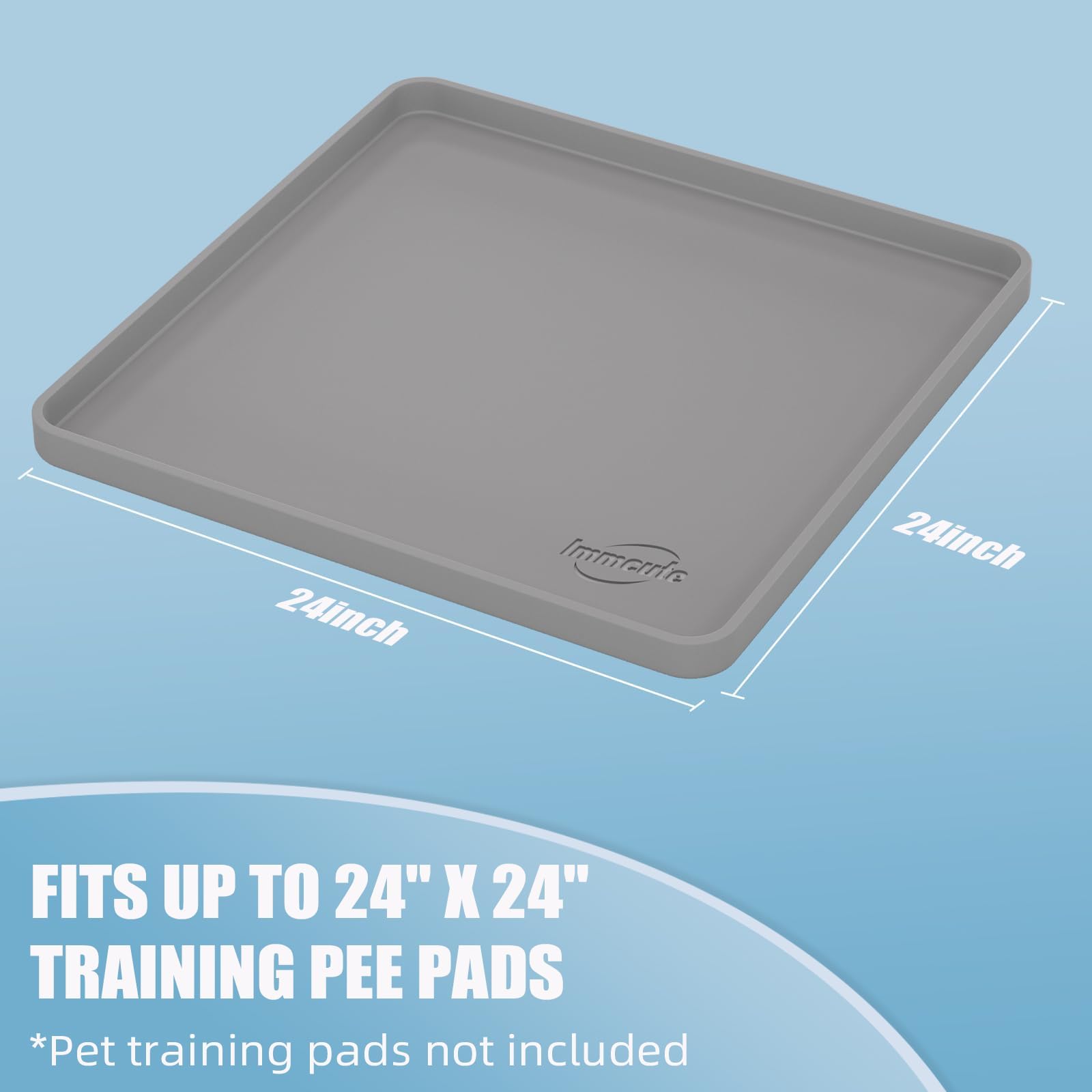 IMMCUTE high-edge puppy tray captures spills and protects floors.