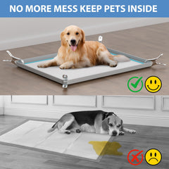 IMMCUTE pee pad holder high-edges illustrate leak containment and floor protection