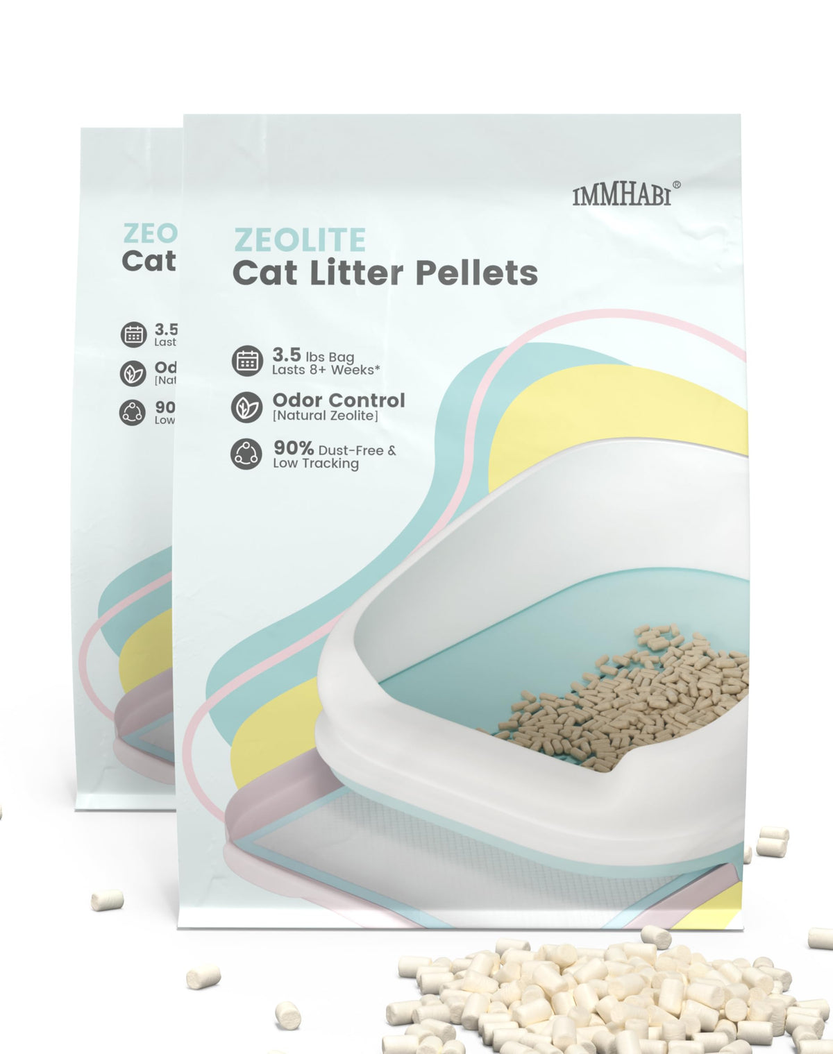 IMMHABI cat litter pellets 7lb pack for dual-layer boxes with odor control