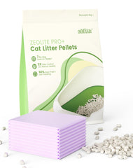 IMMHABI Enhanced Zeolite cat litter pellets pour for low-dust, paw-friendly filling.
