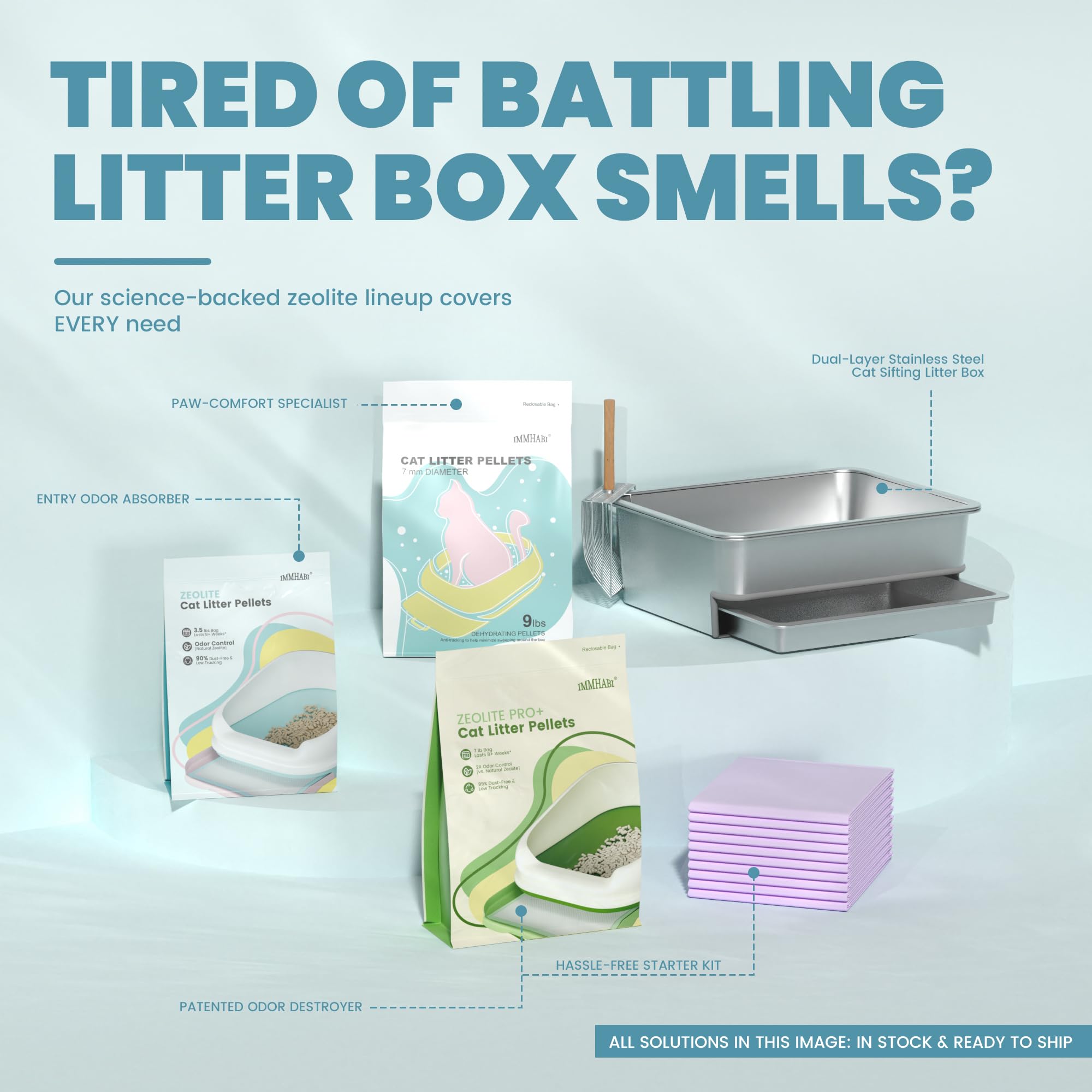 IMMHABI litter pellets reveal natural mineral dust when pouring