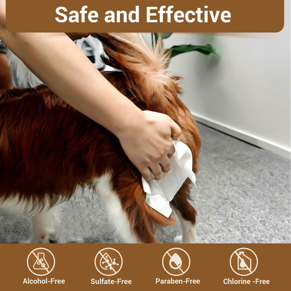 IMMCUTE 400 Coconut Oil Dog Wipes for butt area, deodorizing and refreshing after potty time.