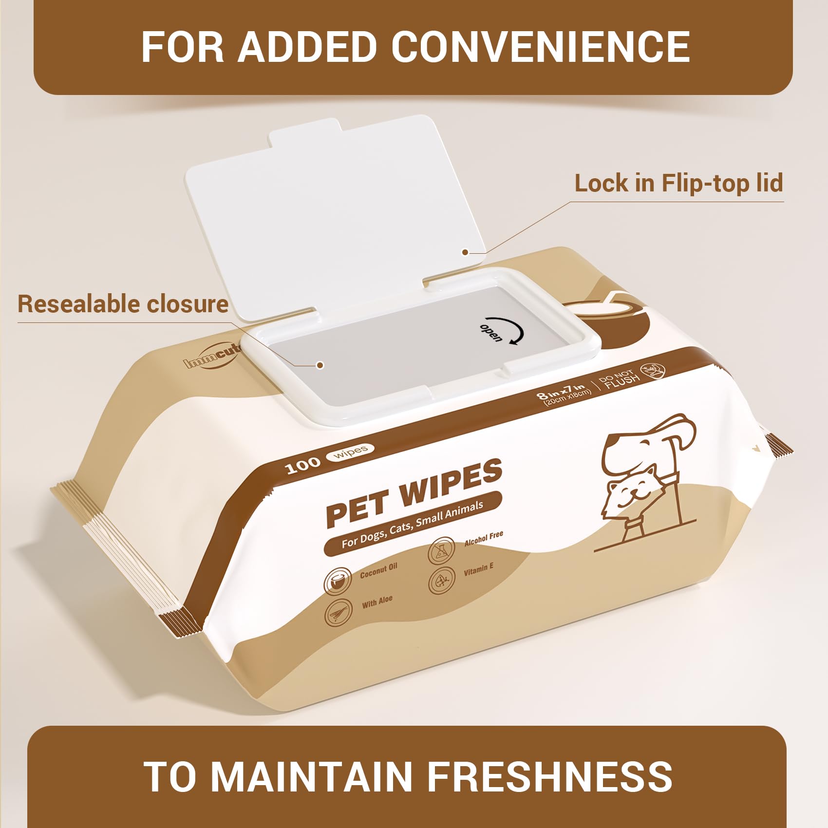 IMMCUTE wipes reseal easily to maintain moisture between uses.