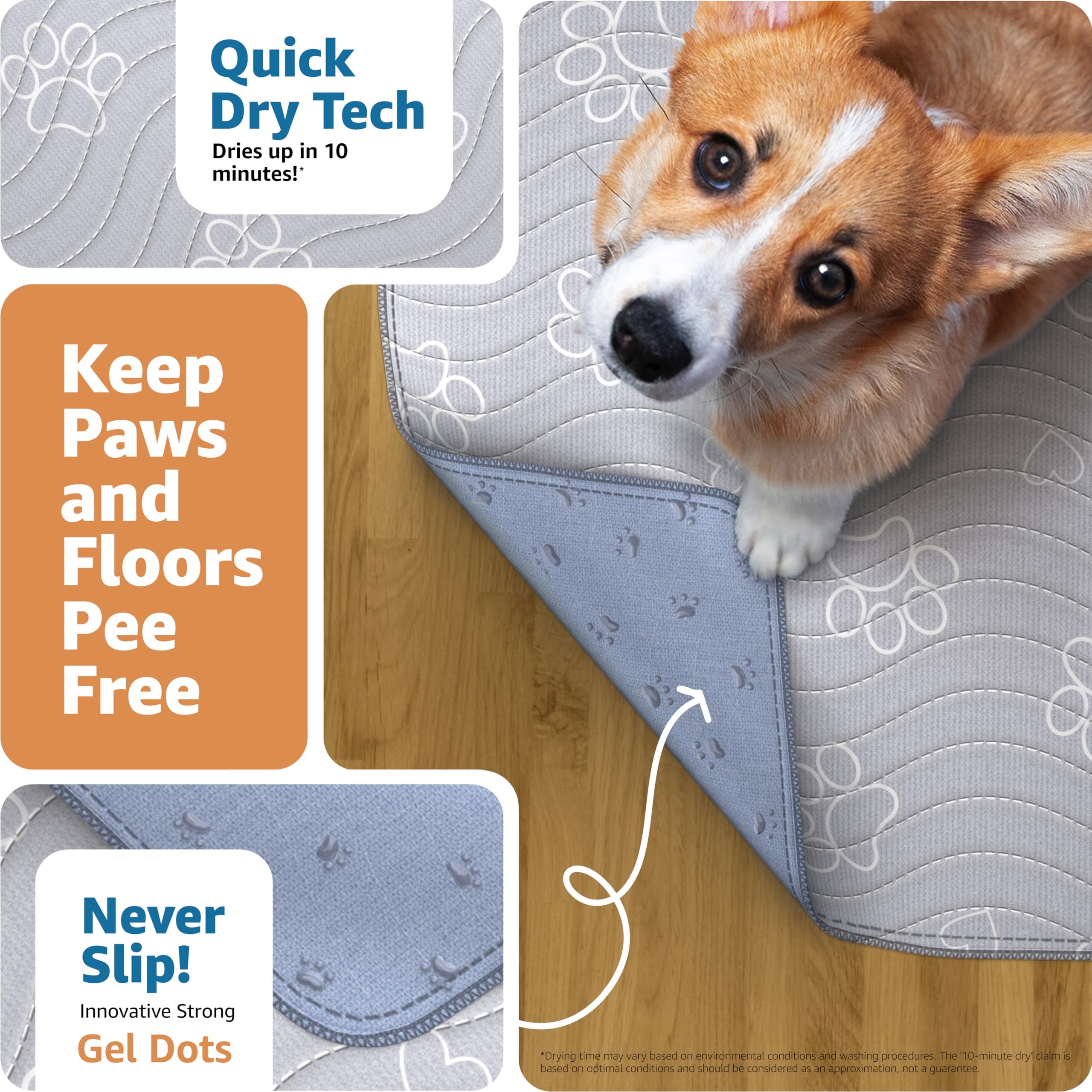 IMPROVIA reusable puppy pad Absorbency demonstrates quick fluid capture for cleaner floors.
