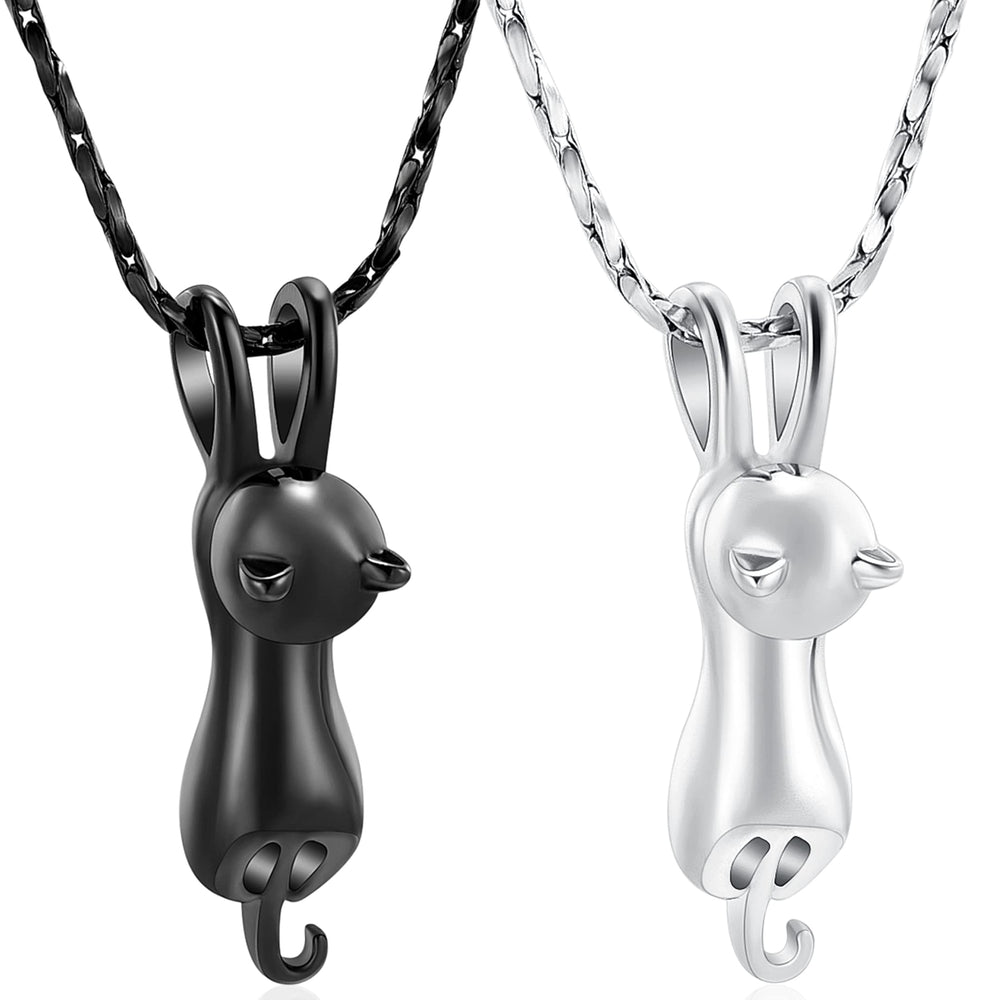 Imrsanl cat urn pendant front silver keeps memories close during daily wear.