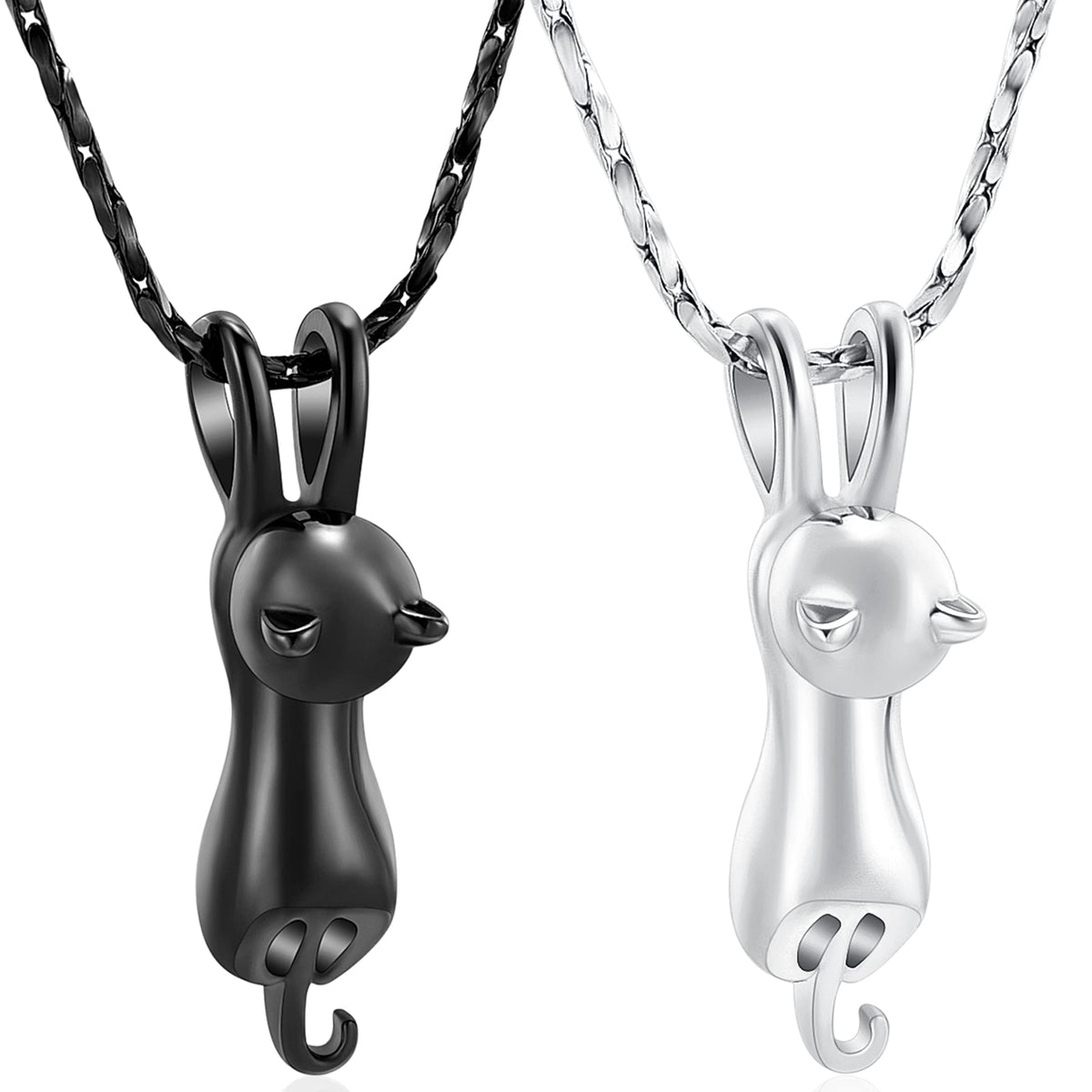 Imrsanl cat urn pendant front silver keeps memories close during daily wear.